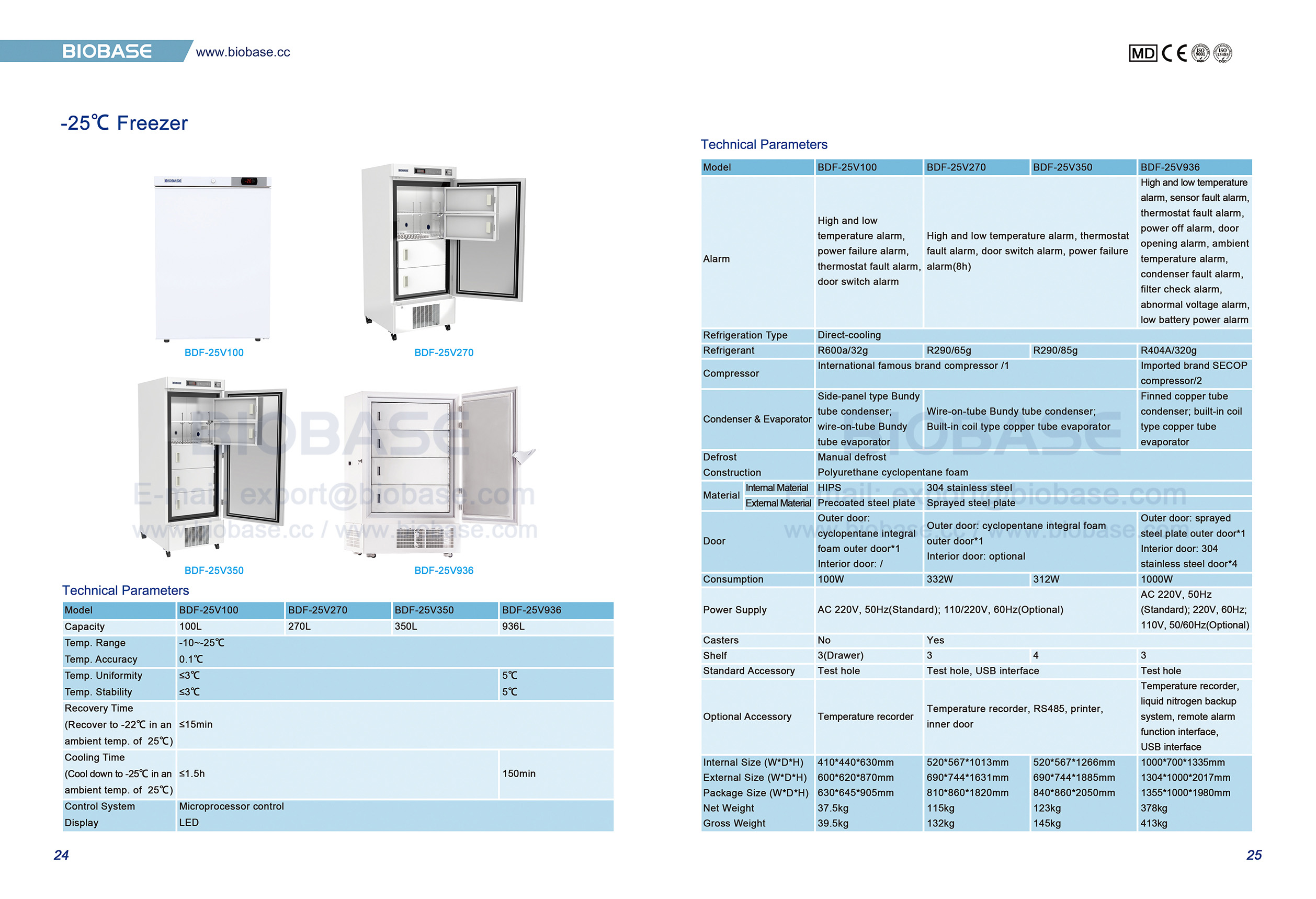 24-25 -25℃ Freezer 24-25 -25 ℃ congelador