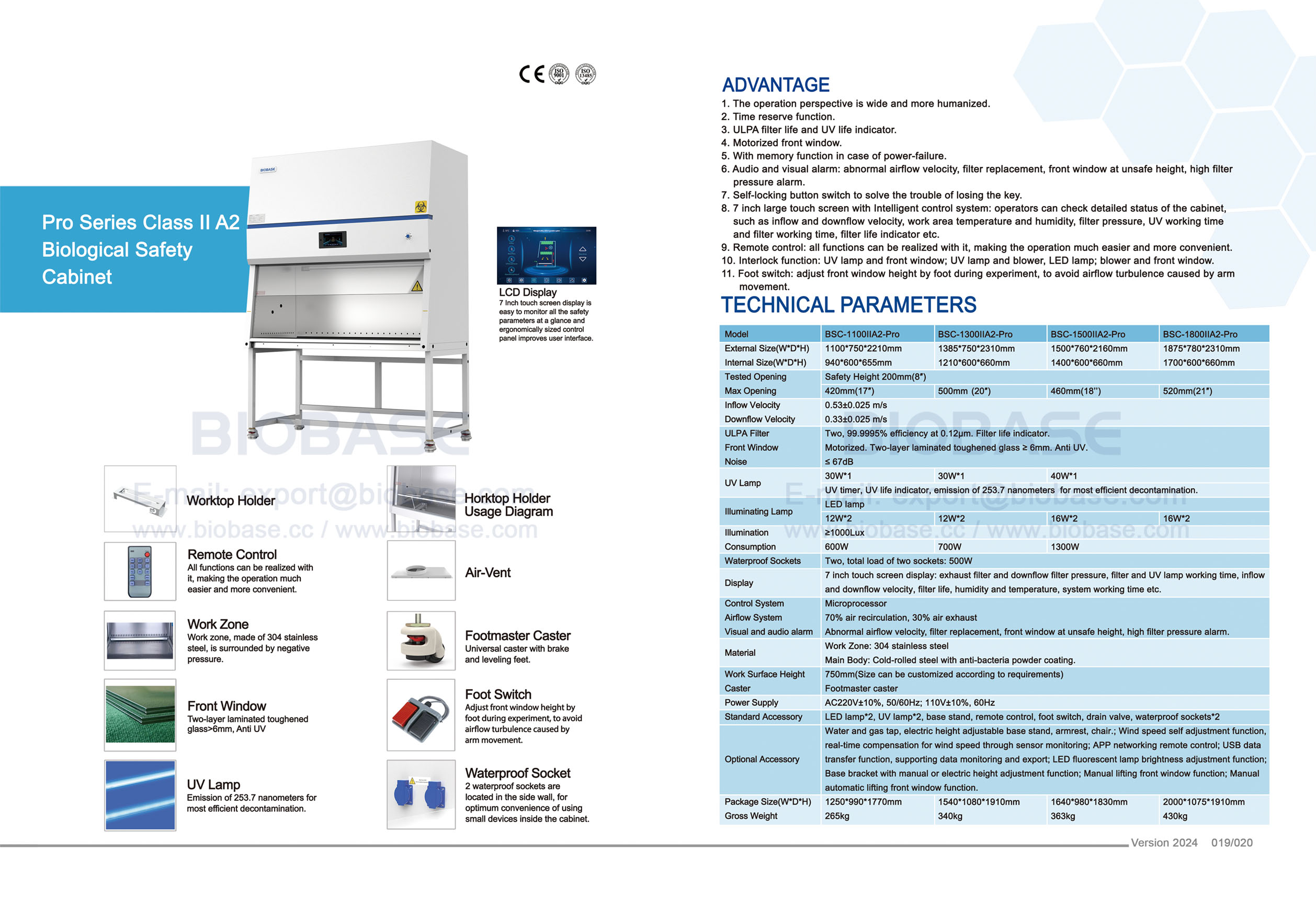 Gabinete de seguridad biológica de 19-20 Pro Series Clase II A2