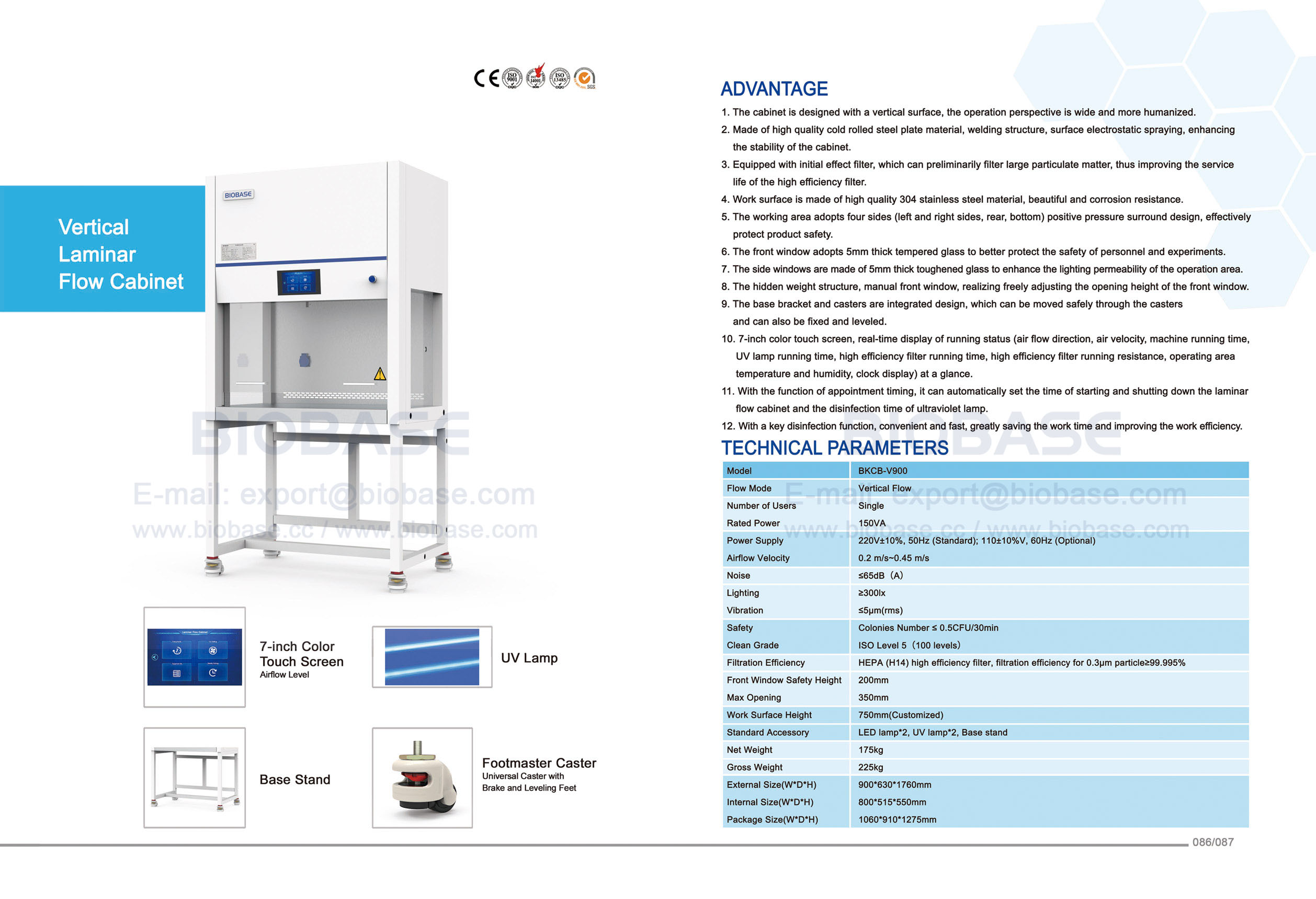 86-87 Gabinete de flujo laminar vertical BKCB-V900