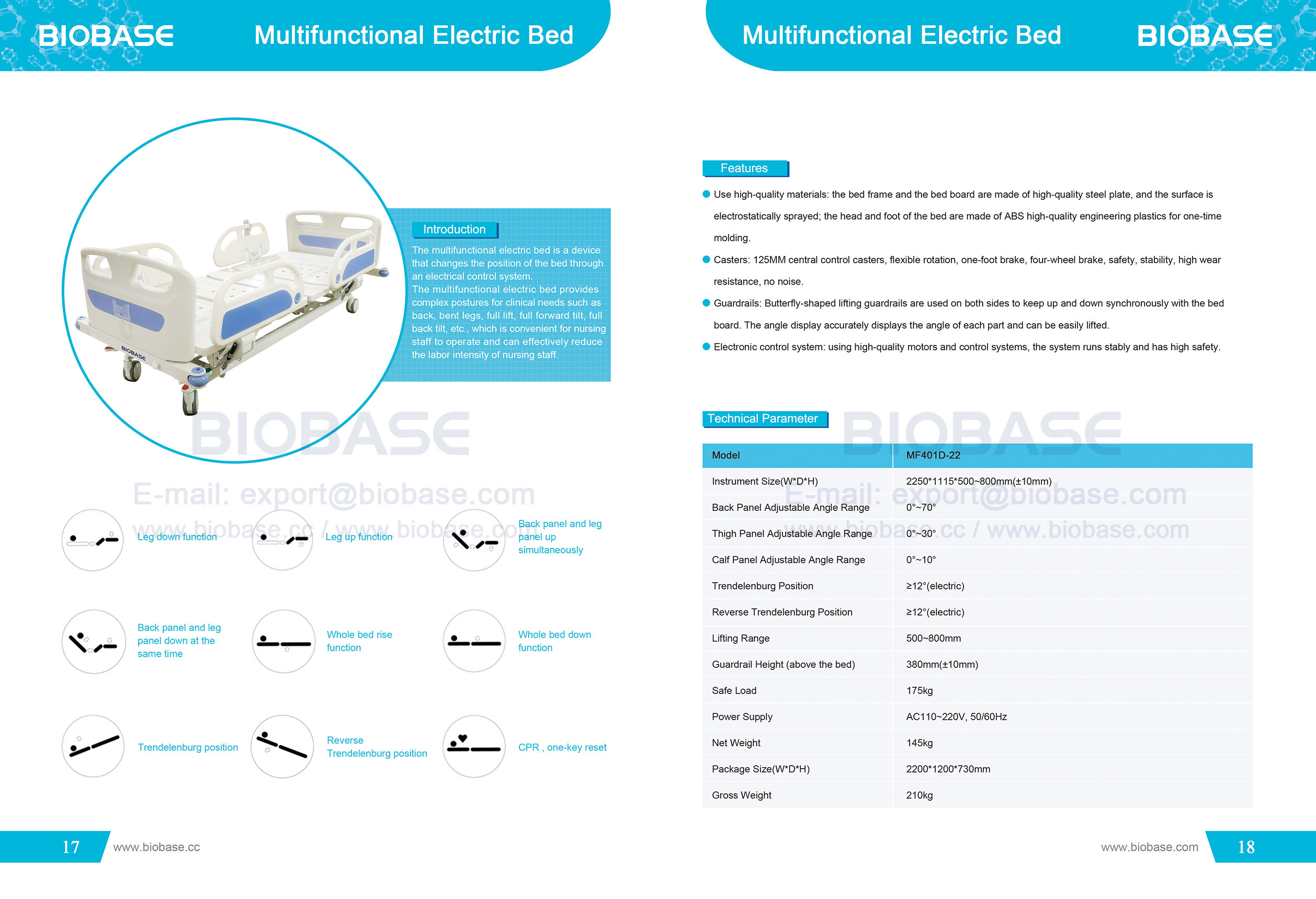 17-18 Bed eléctrica multifuncional MF401D-22 