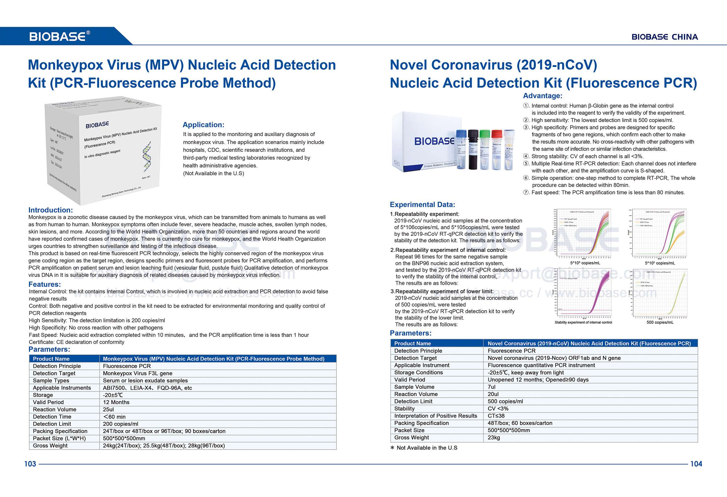 103-104 Kit de detección de ácido nucleico del virus de la viruela del simio (MPV) y kit de detección de ácido nucleico del nuevo coronavirus (2019-nCoV) (PCR de fluorescencia)