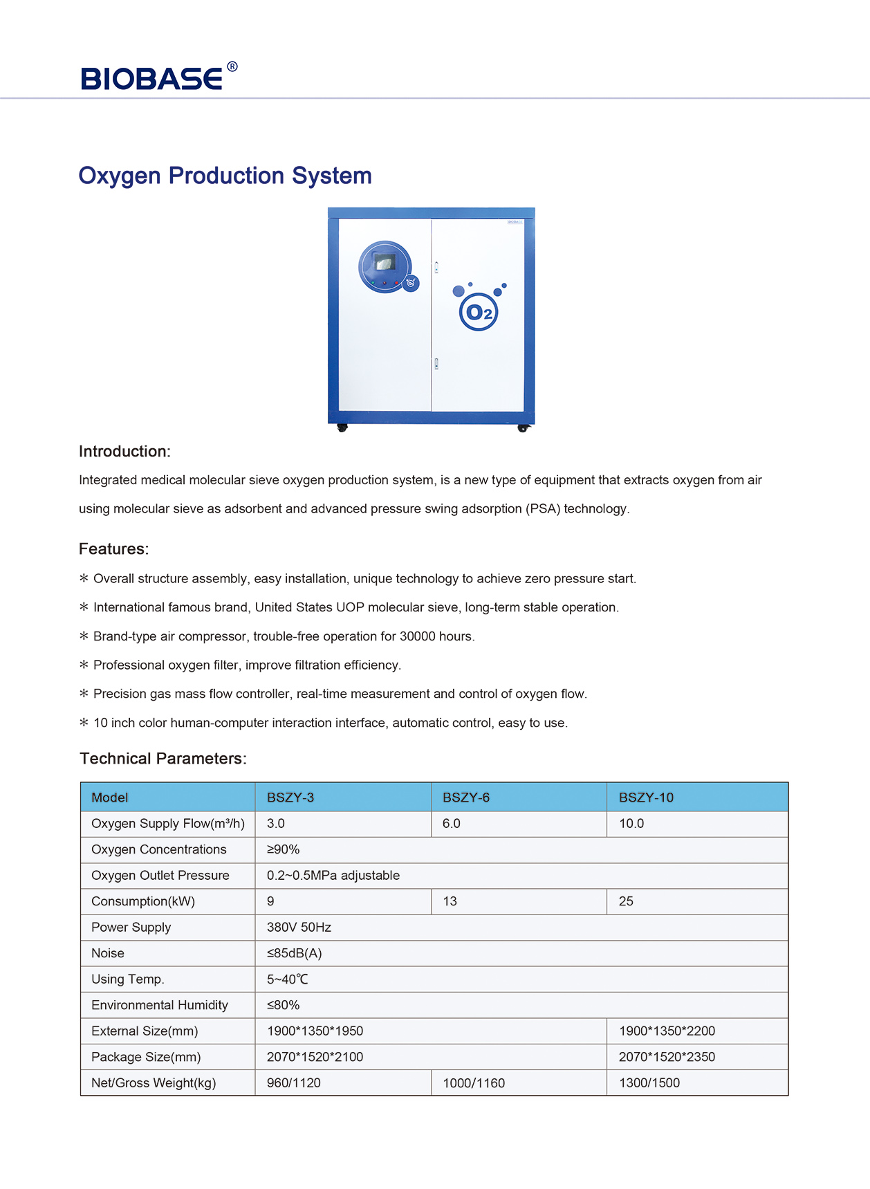 Sistema de producción de oxígeno