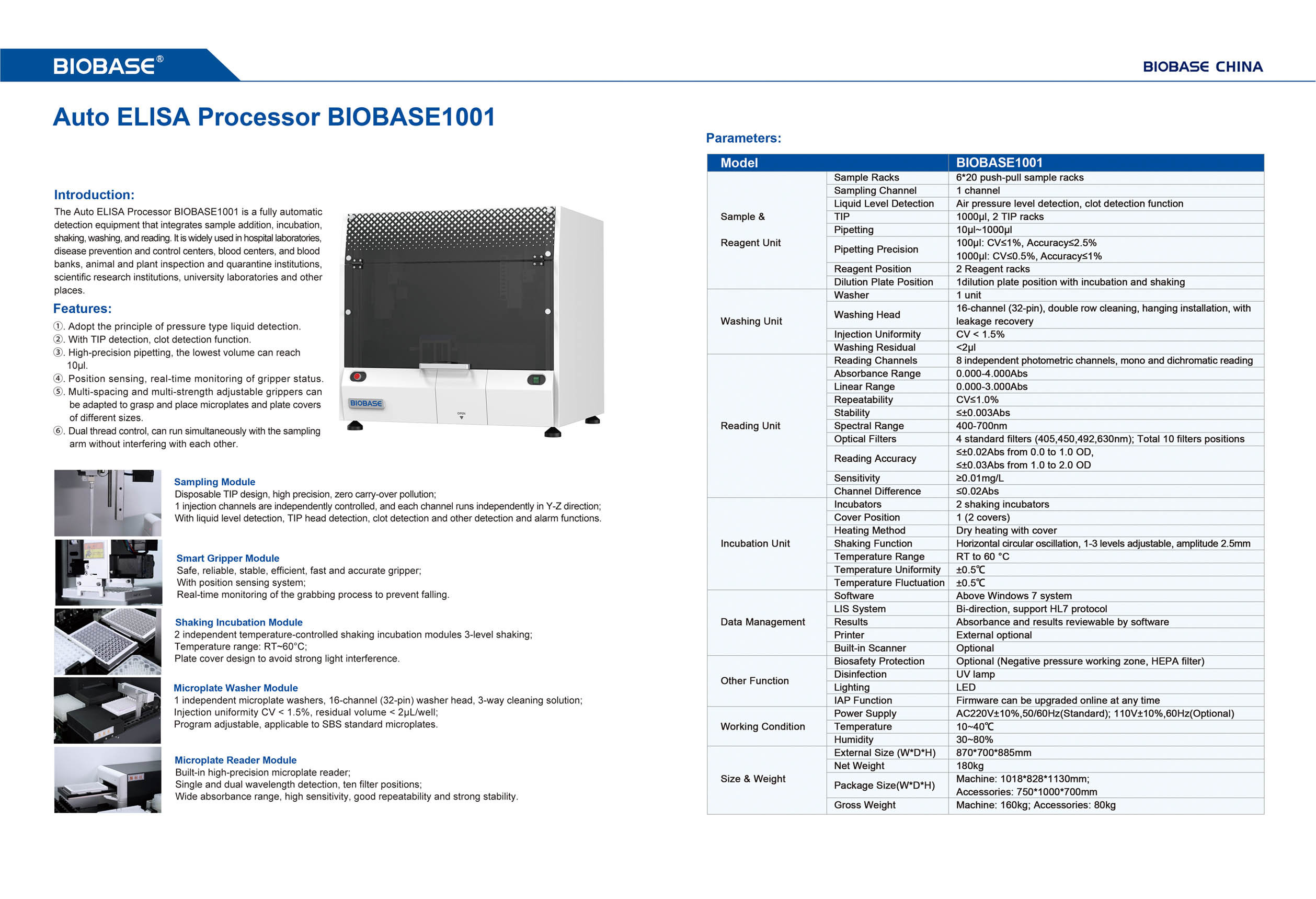 Procesador automático ELISA BIOBASE1001