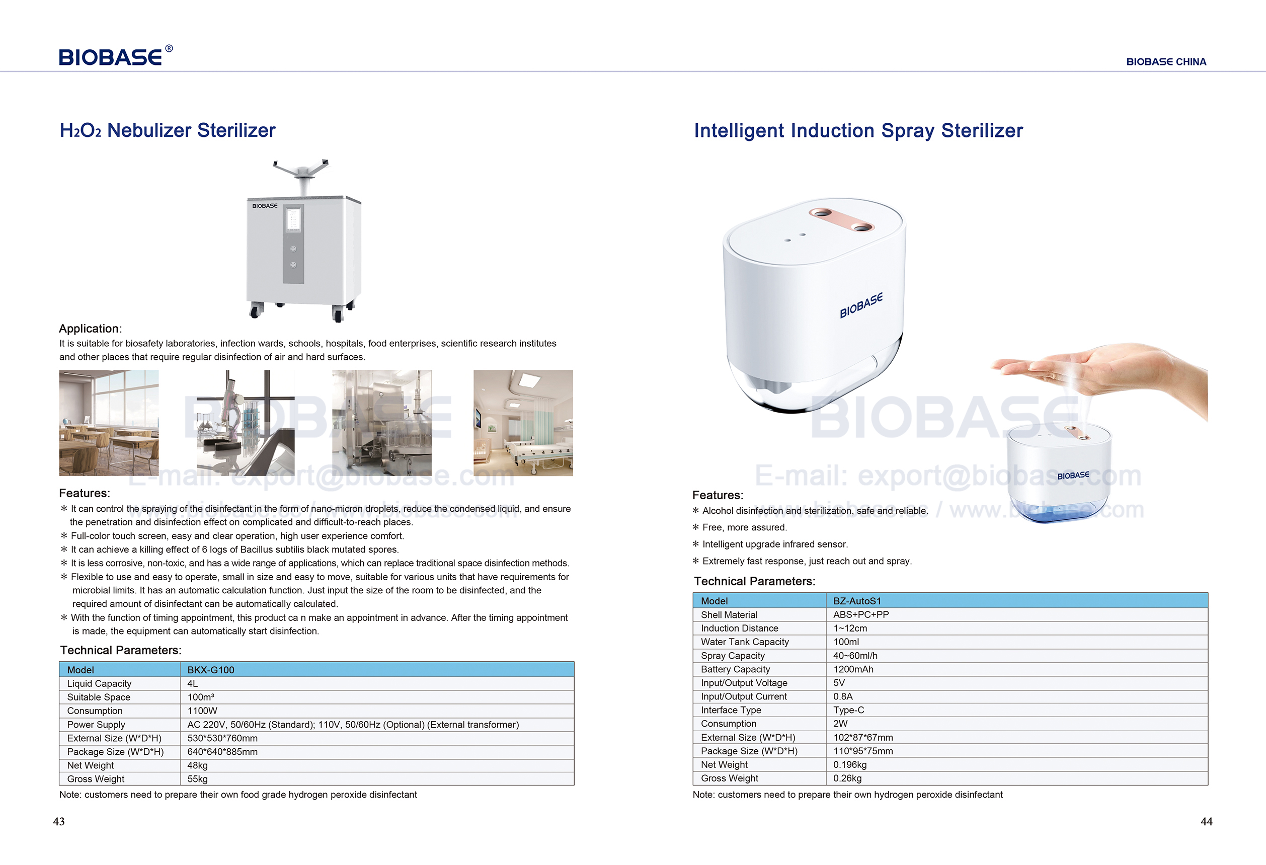 43-44 H₂O₂ Nebulizador Esterilizador e Inteligente  Inducción  Pulverización  Esterilizador