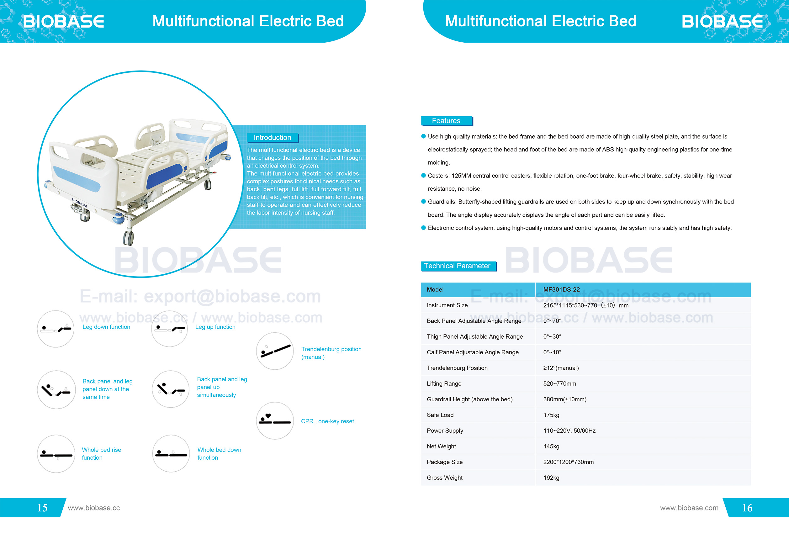 Cama Eléctrica Multifuncional 15-16 MF301DS-22