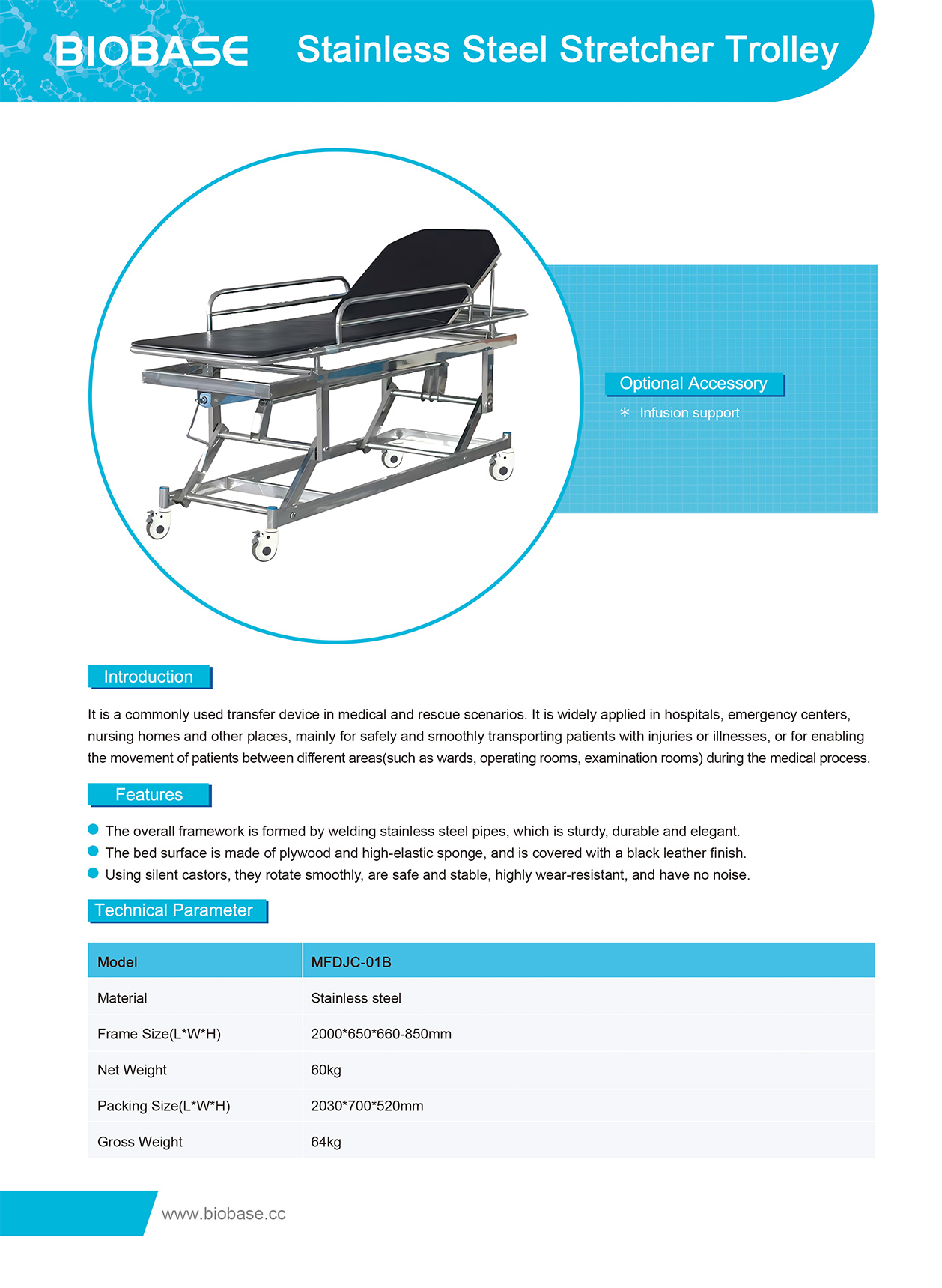 Cuercha de acero inoxidable Trolley MFDJC-01B