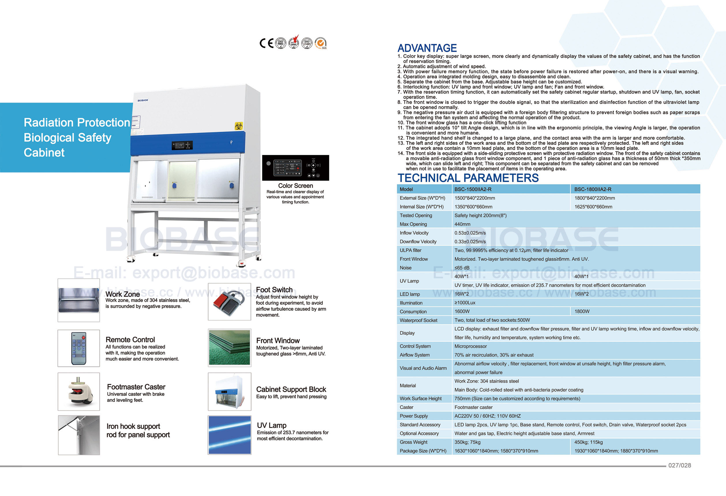 27-28 Gabinete de seguridad biológica de protección de radiación