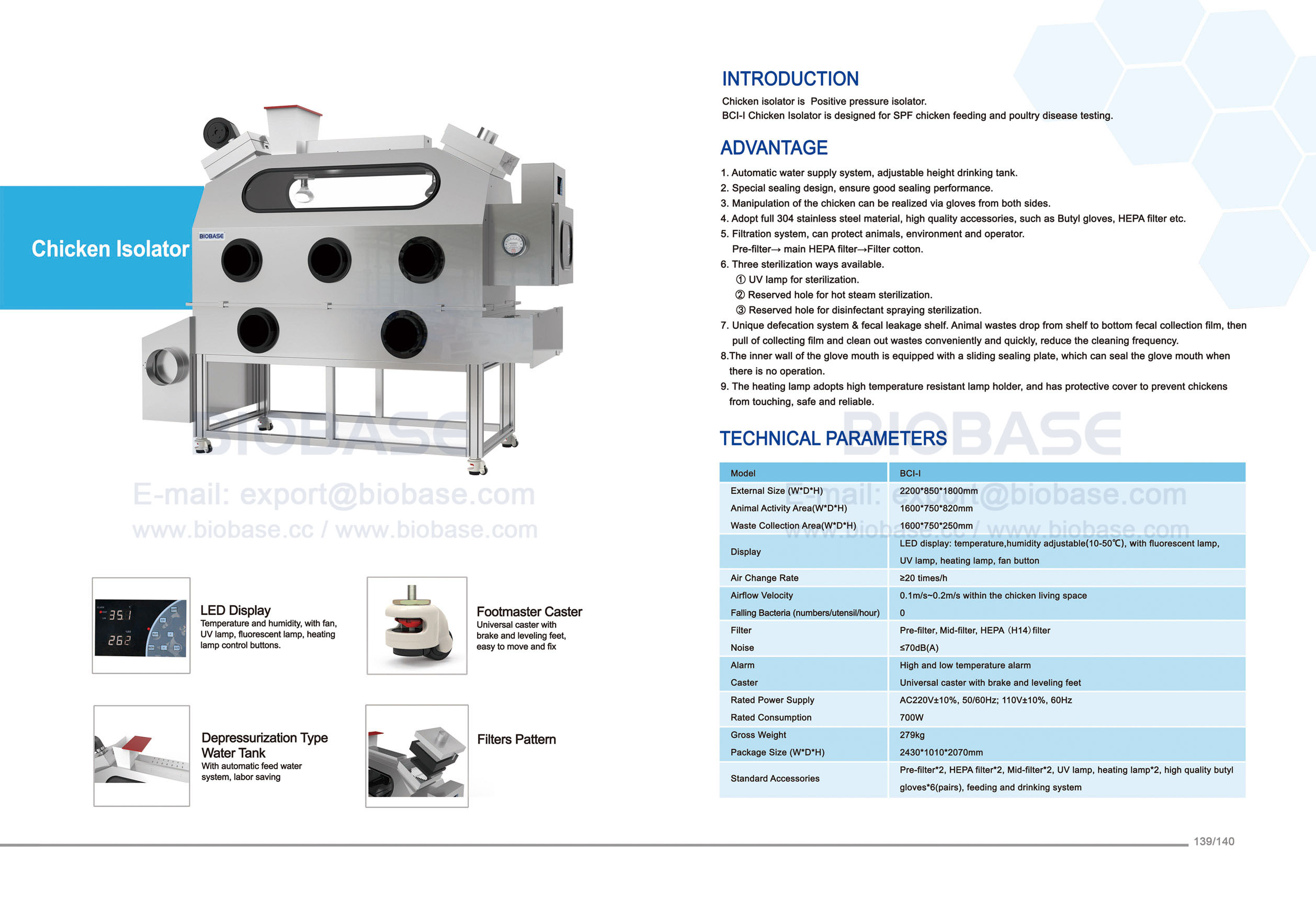 139-140 Aislador de pollo