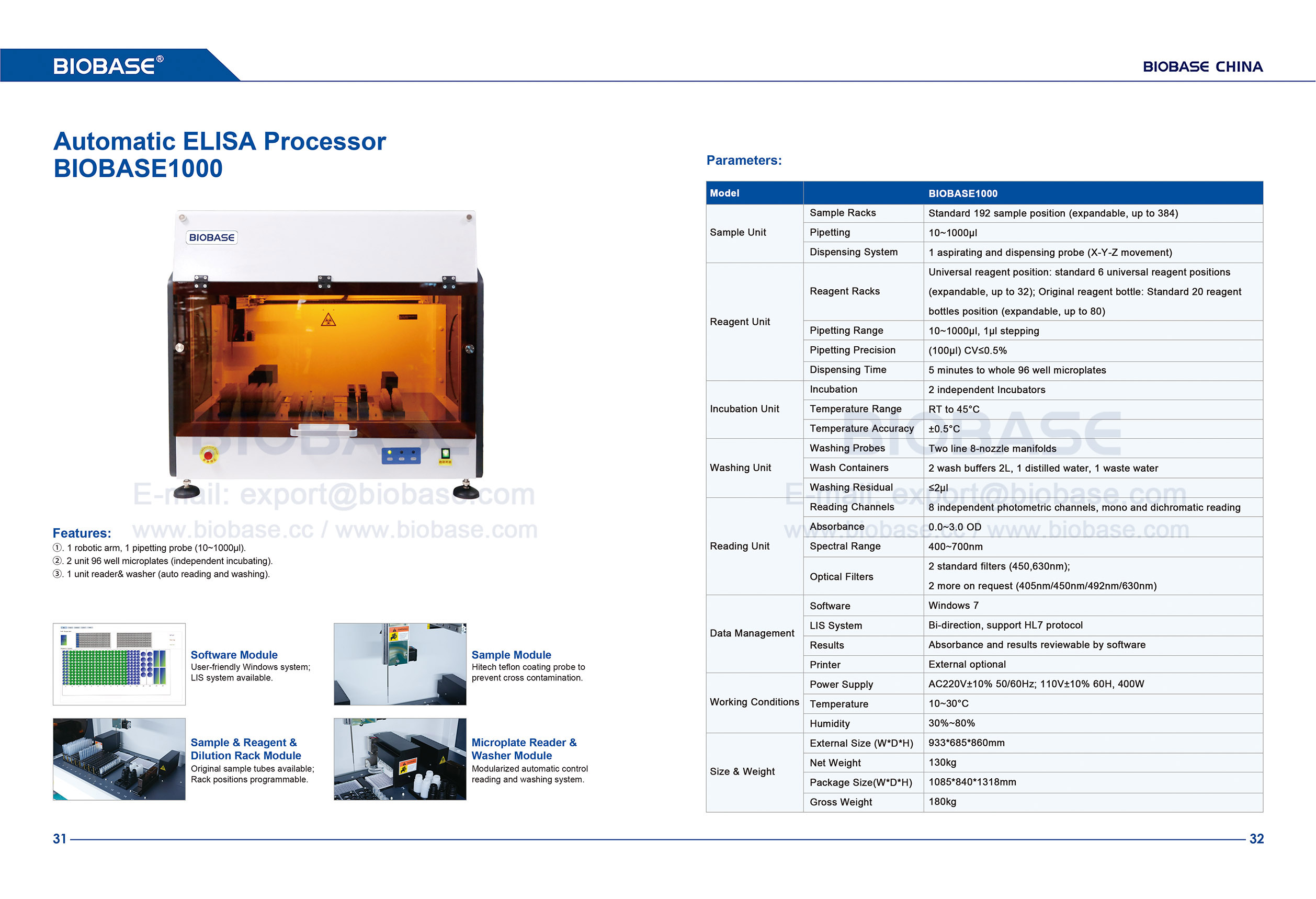 31-32 Procesador ELISA automático BIOBASE1000