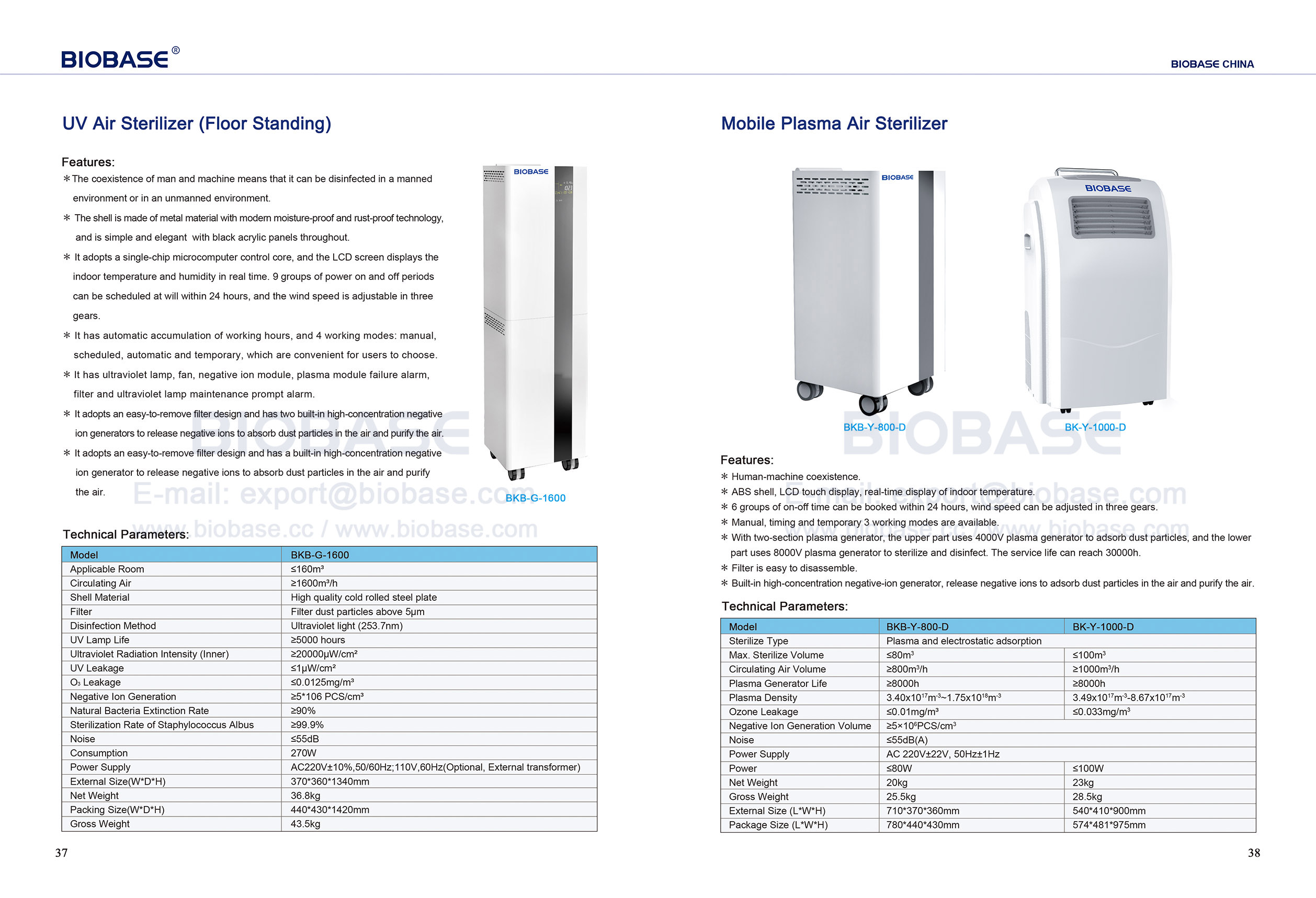 Esterilizador de aire UV 37-38 (montaje en pared) y esterilizador de aire de plasma móvil