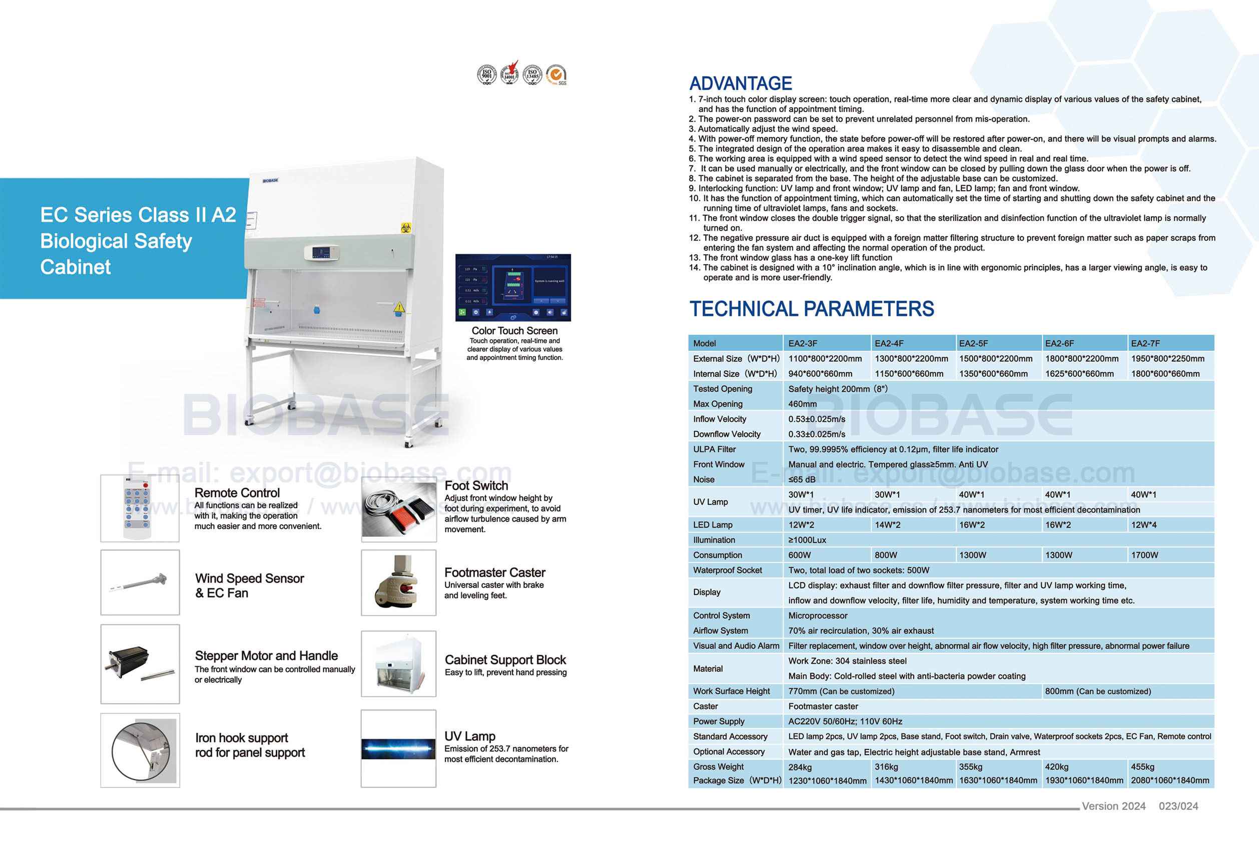 23-24 Gabinete de seguridad biológica Clase II A2 Serie EC EA2-3F y EA2-4F y EA2-5F y EA2-6F y EA2-7F