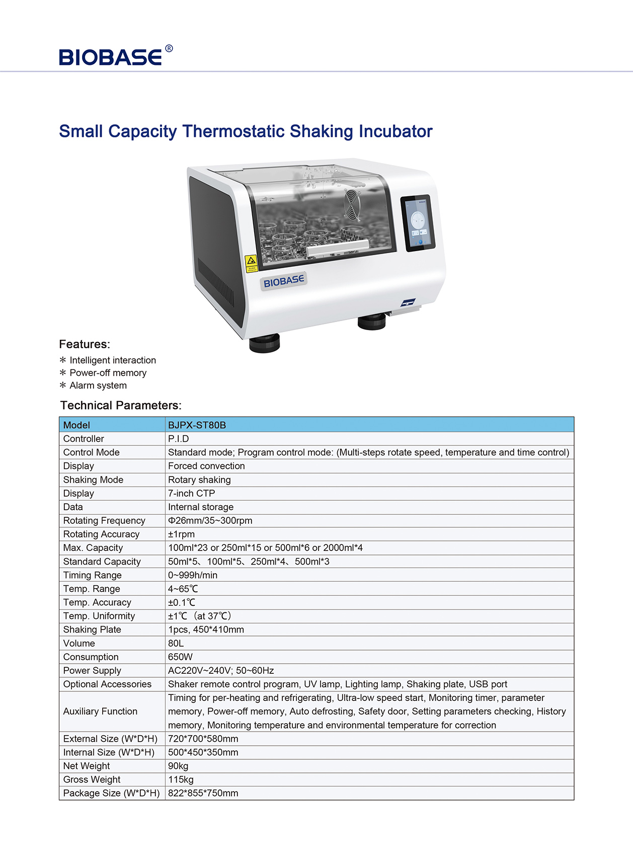 Incubadora termostática de pequeña capacidad BJPX-ST80B