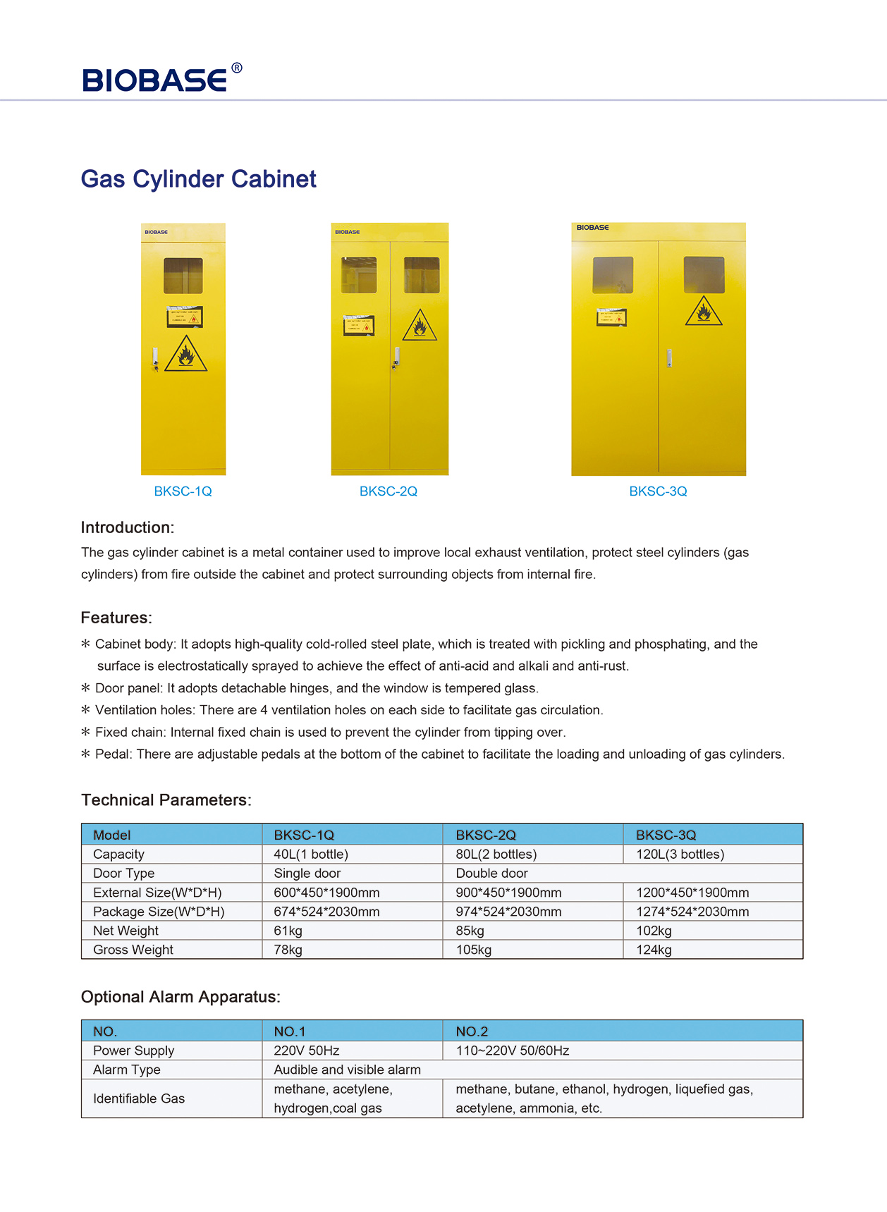 Gabinete para cilindros de gas