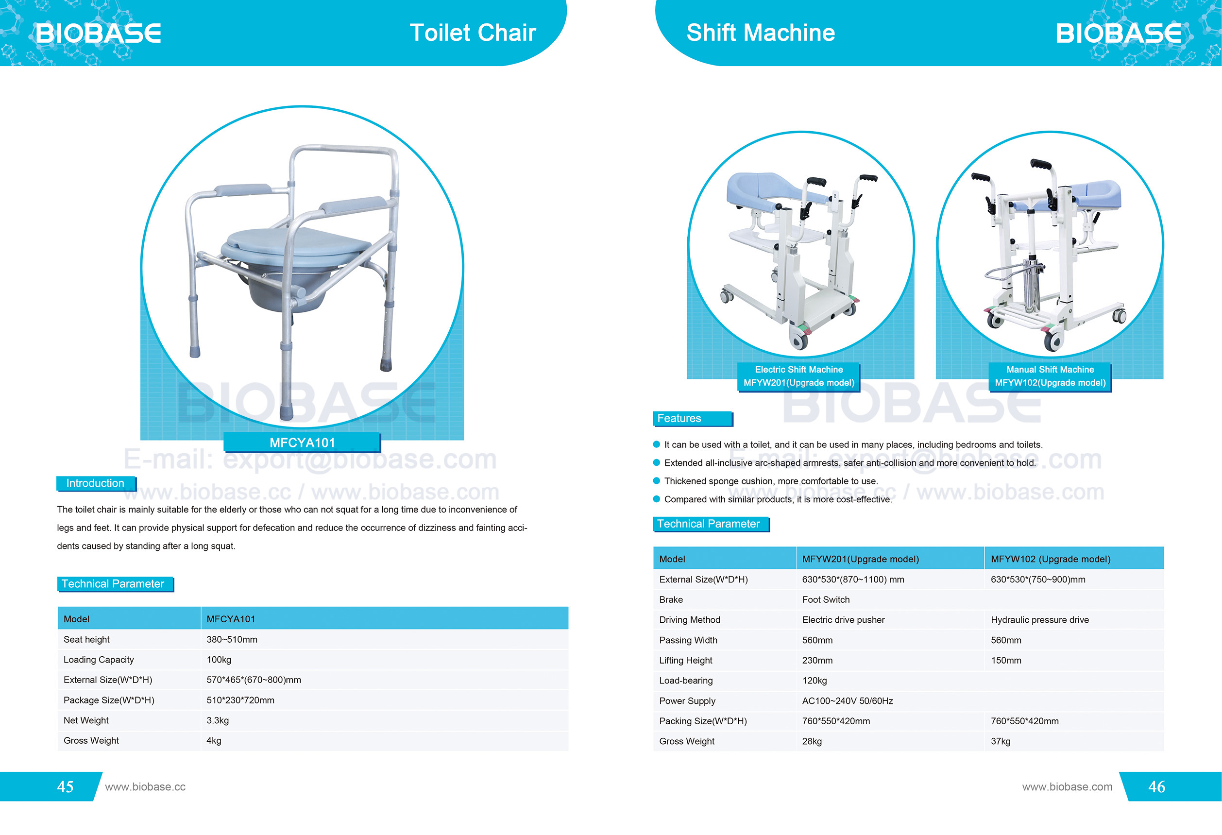 45-46 silla de baño y máquina de turno