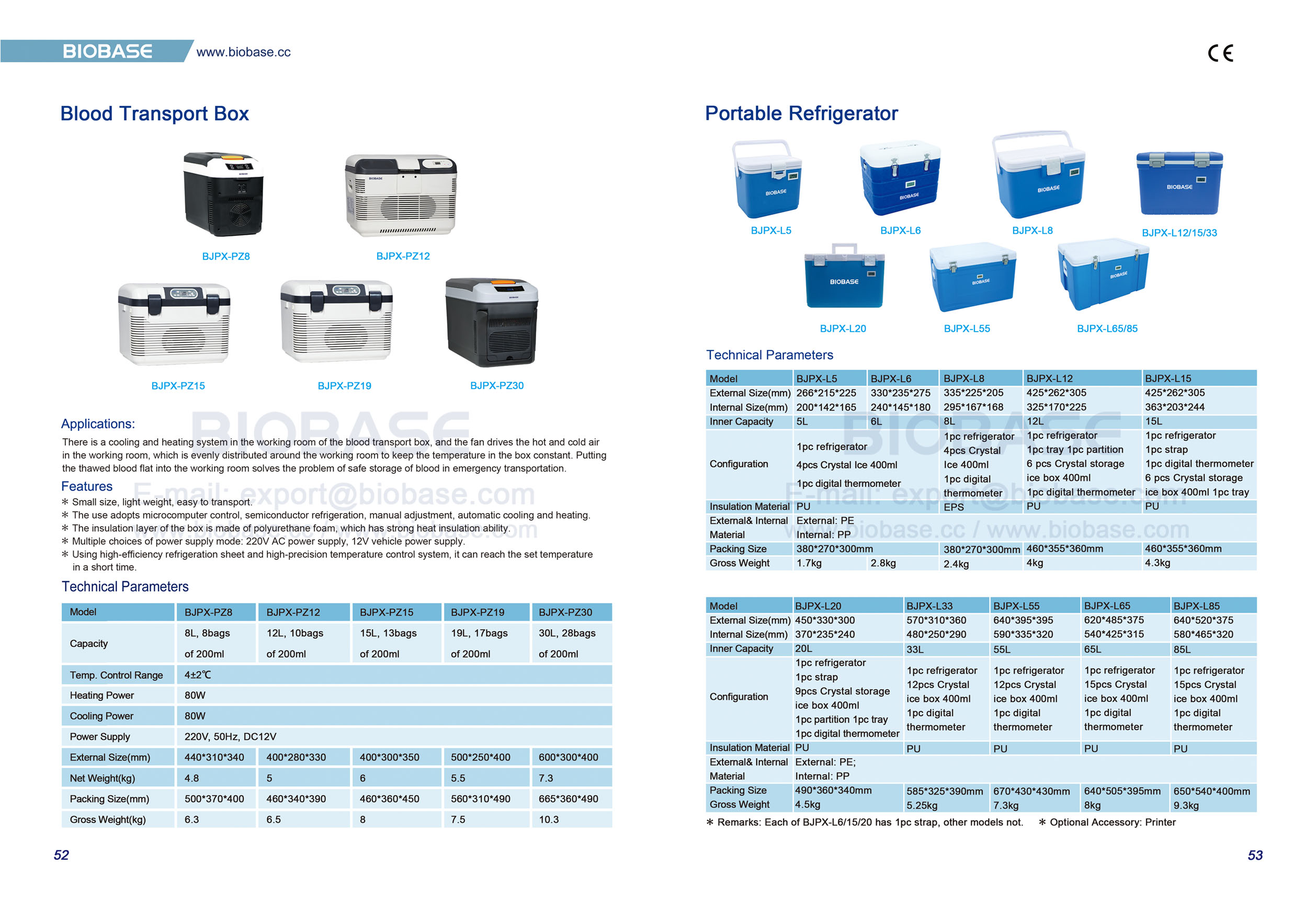 52-53 Caja de transporte de sangre y refrigerador portátil