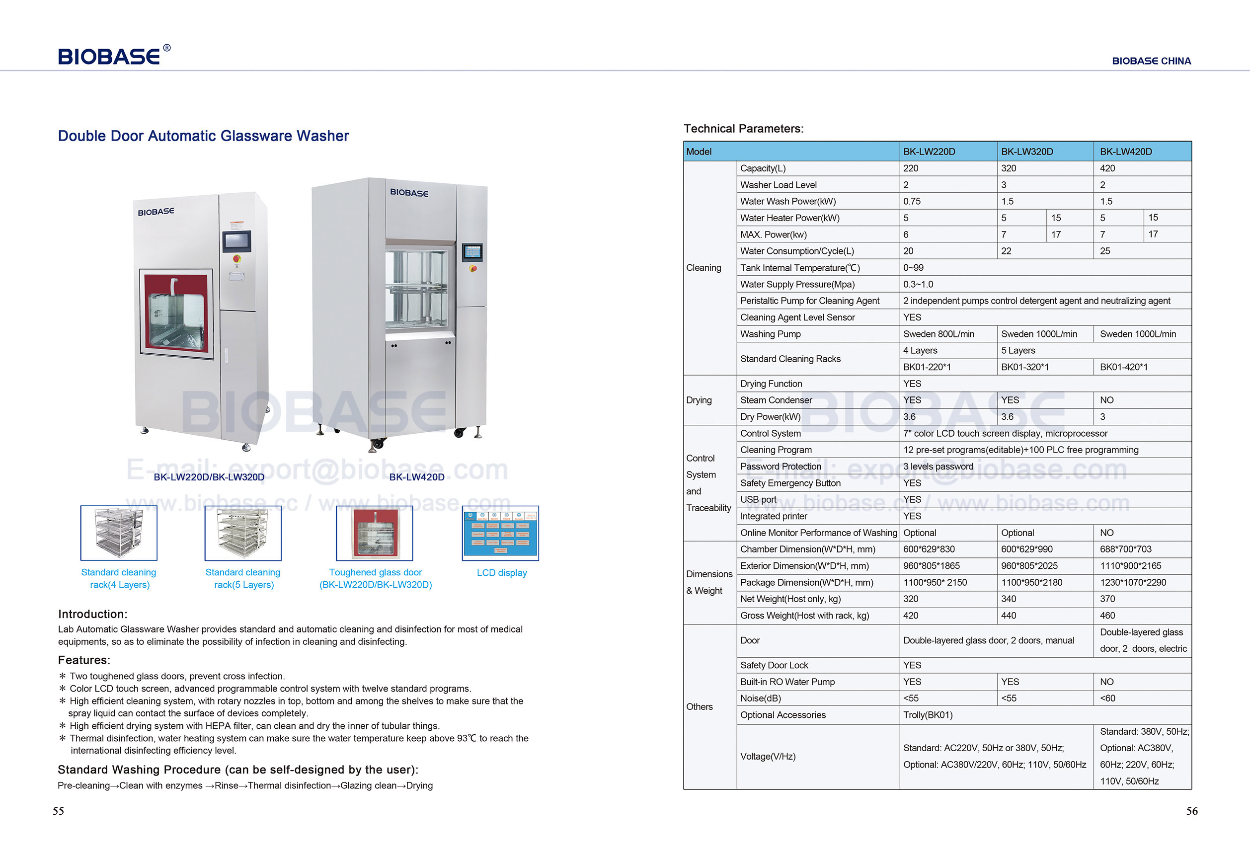 Lavadora automática de cristalería de doble puerta 55-56