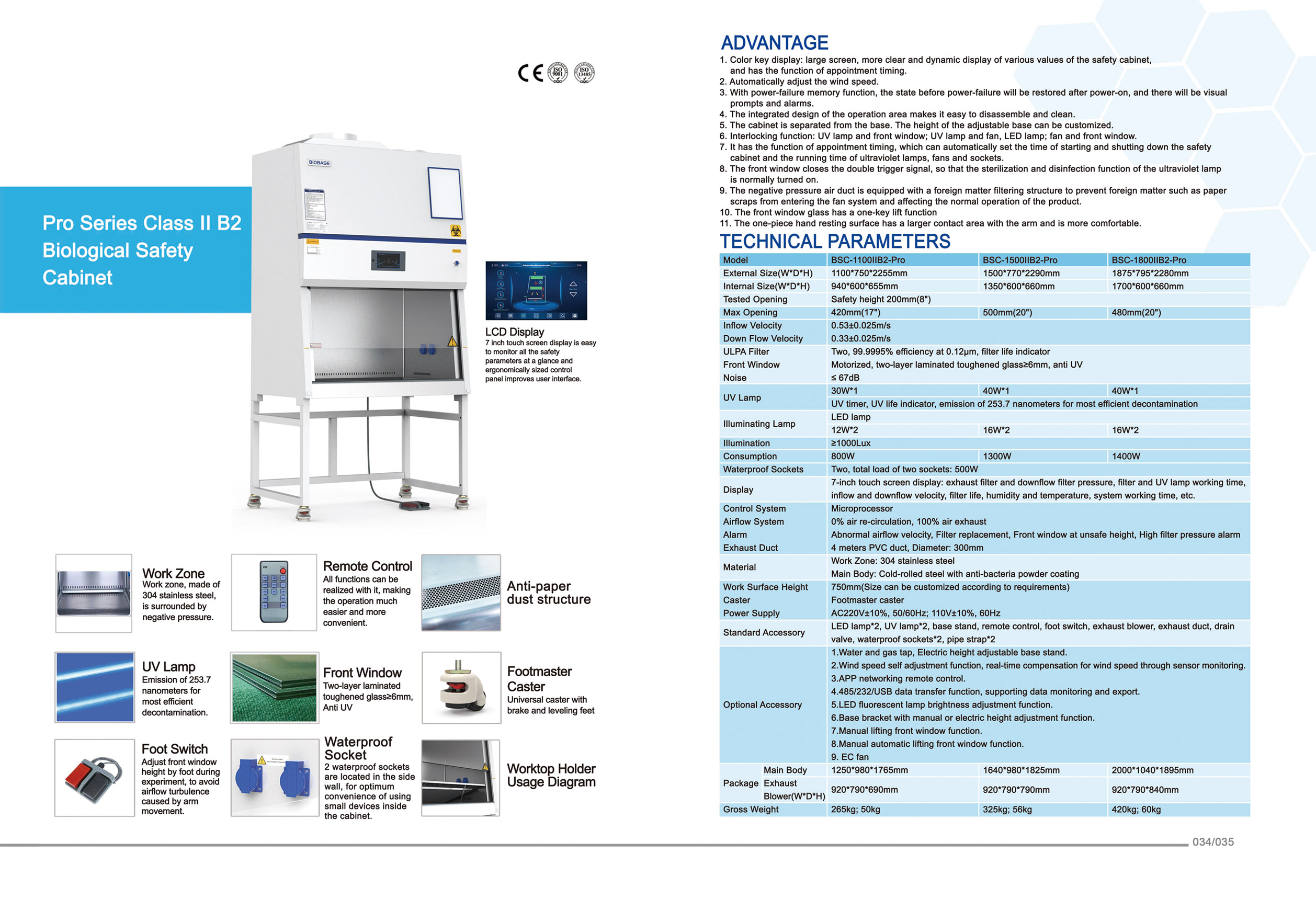 34-35 Pro Series Clase II B2 Gabinete de seguridad biológica