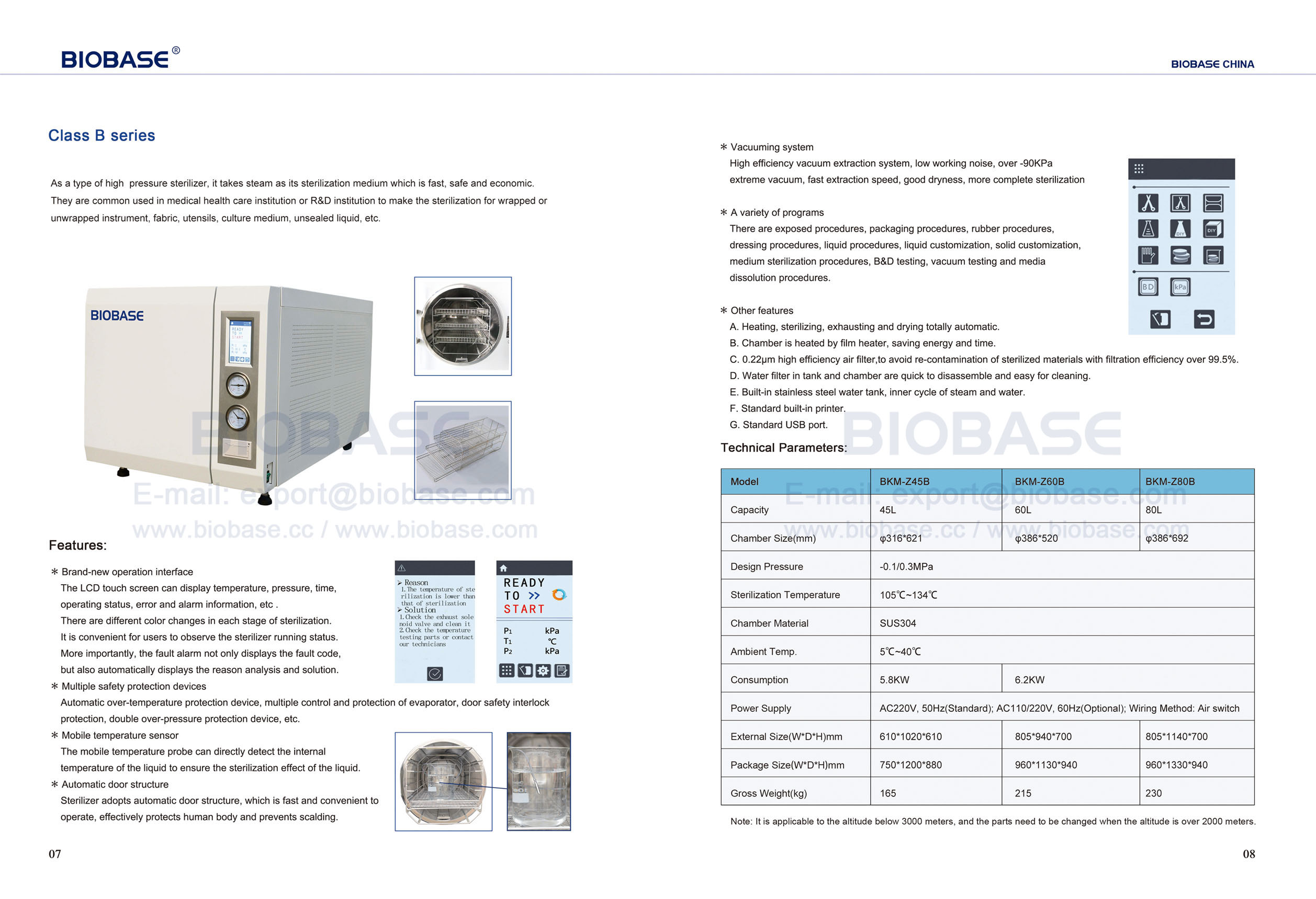 7-8 Autoclave de sobremesa serie Clase B