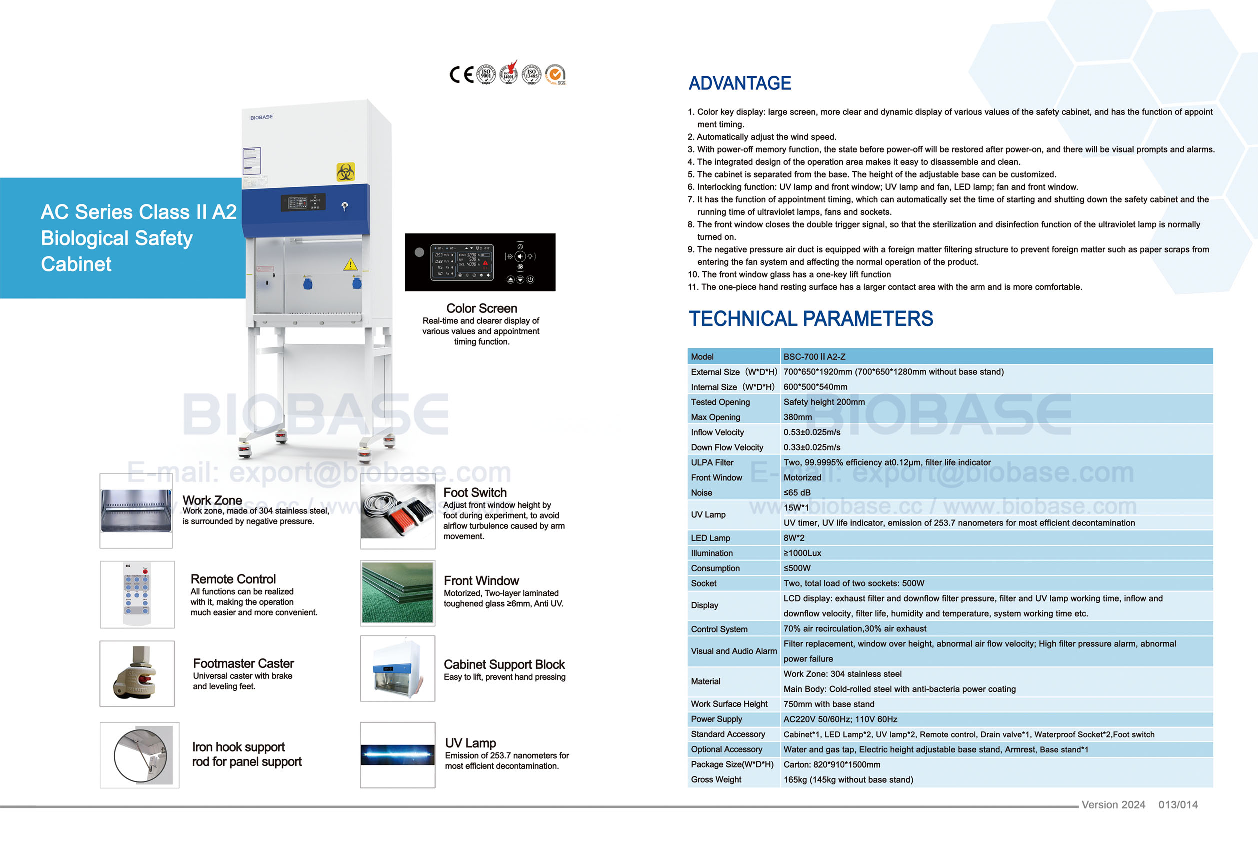 13-14 Cabina de Seguridad Biológica Serie AC Clase II A2 BSC-700 II A2-Z