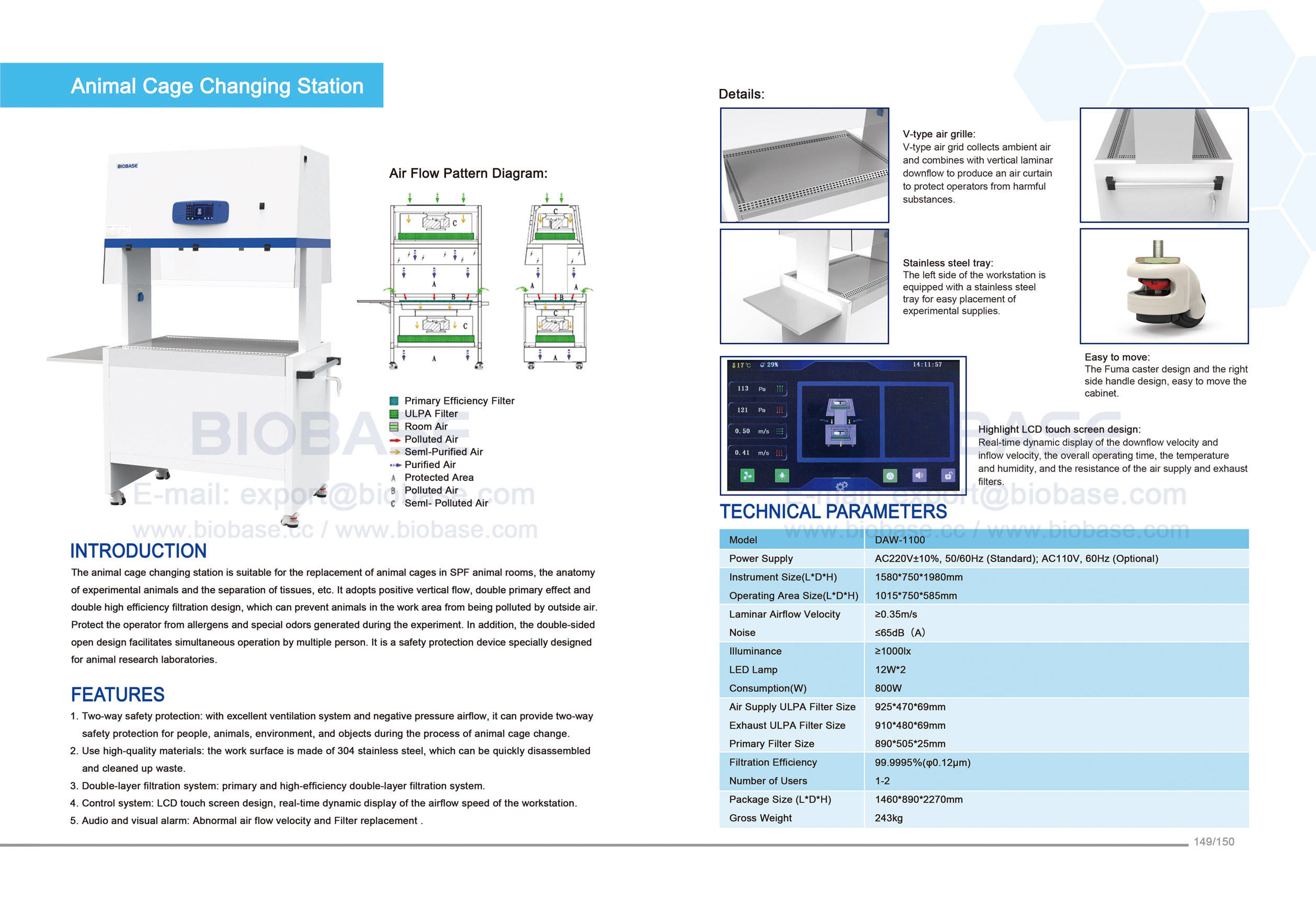 Estación de cambio de jaula para animales 149-150