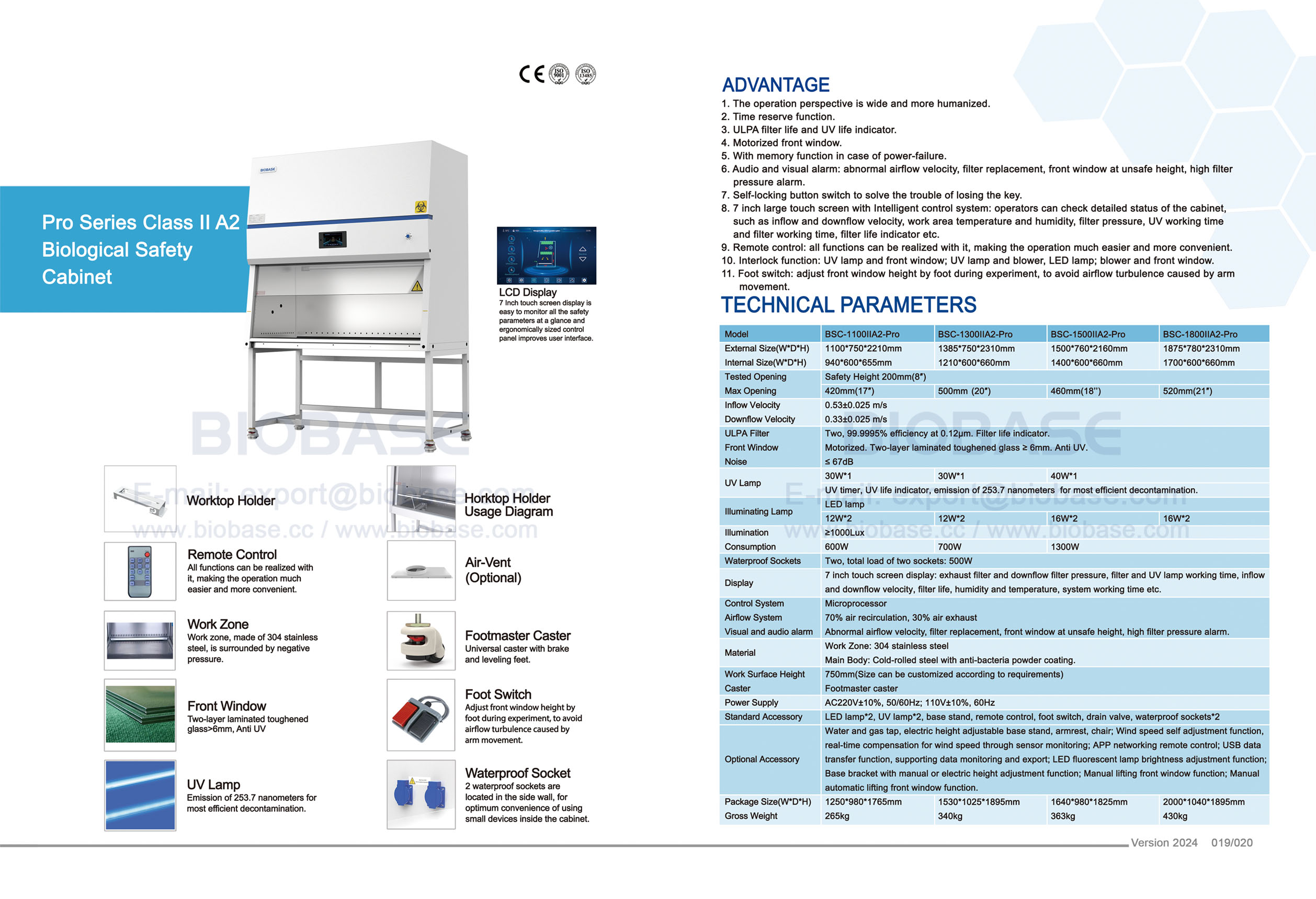Gabinete de seguridad biológica de 19-20 Pro Series Clase II A2