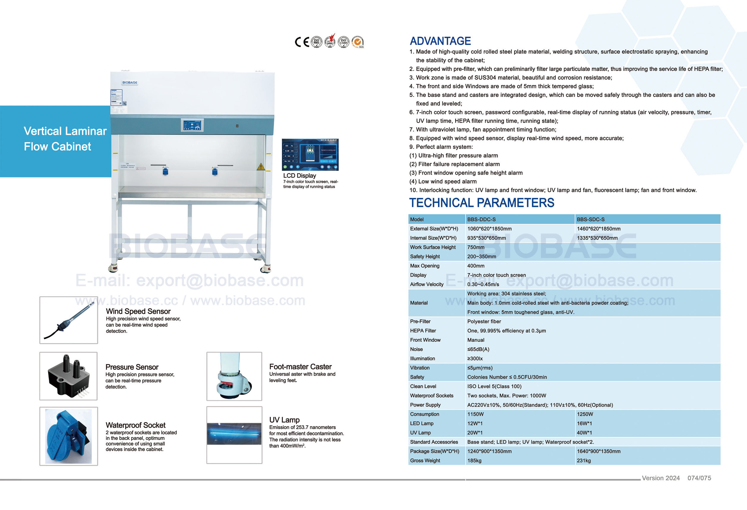 Gabinete de flujo laminar vertical 74-75