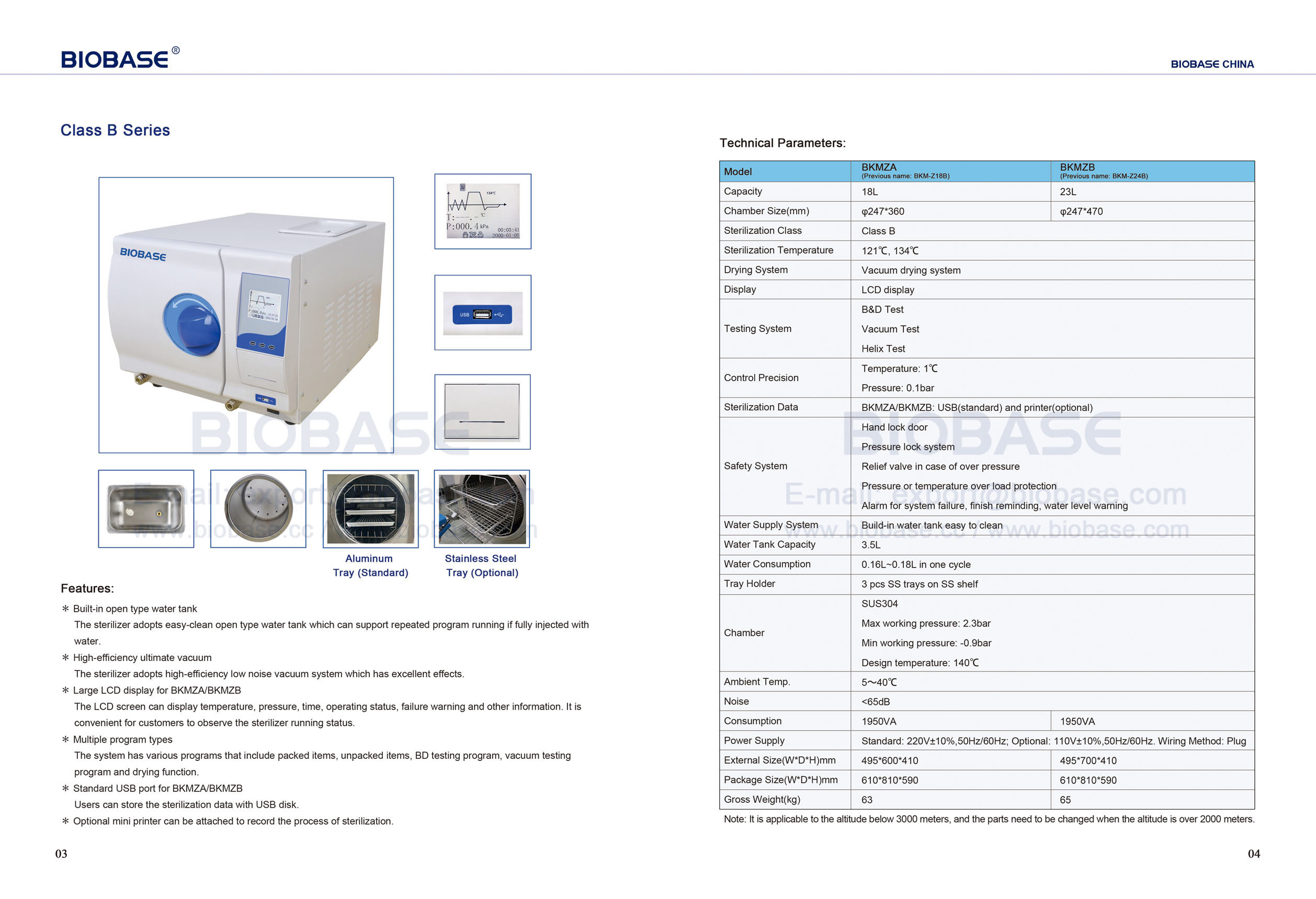 3-4 Autoclave de sobremesa serie Clase B