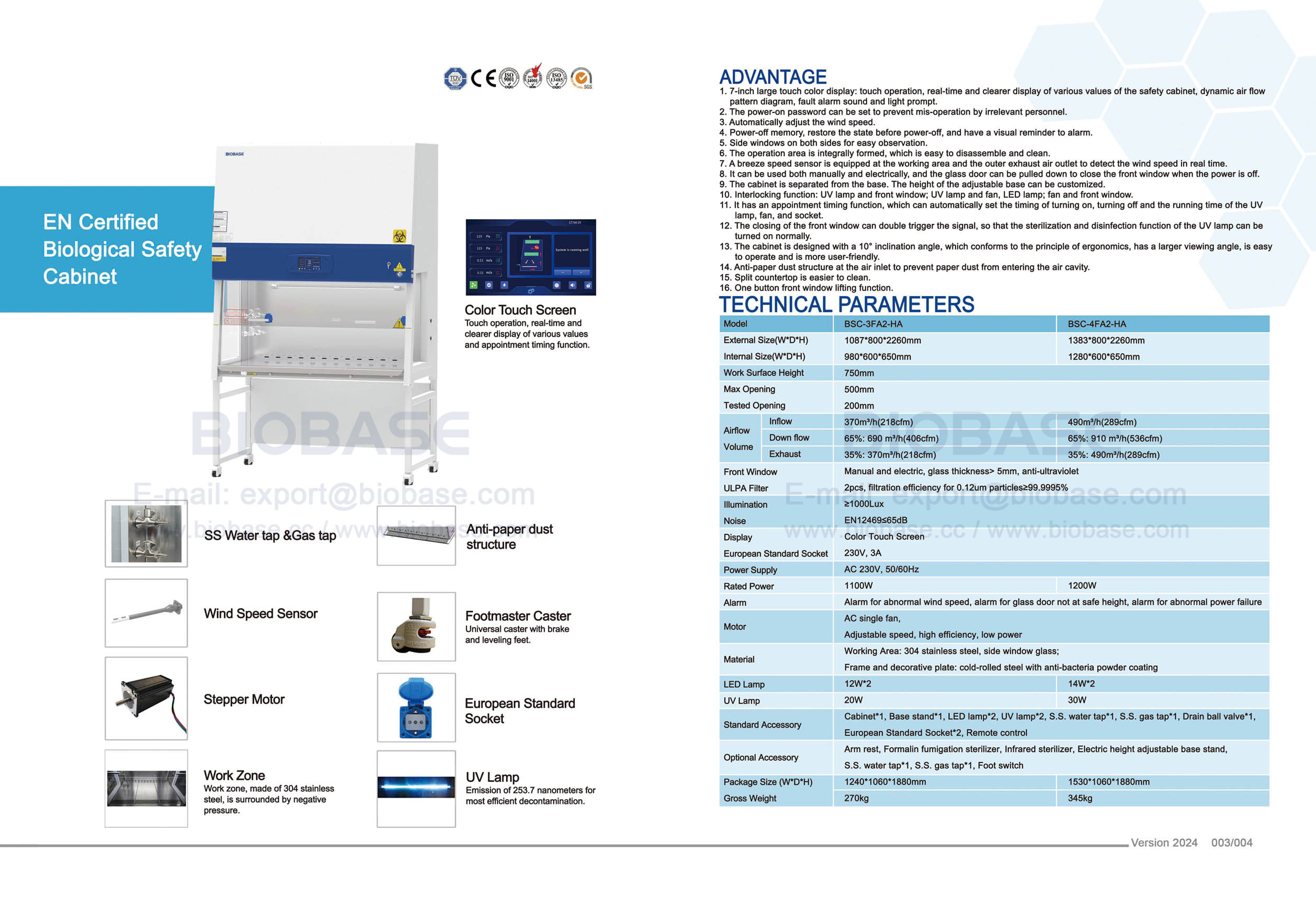 03-04 EN Gabinete de seguridad biológica certificado BSC-3FA2-HA y BSC-4FA2-HA