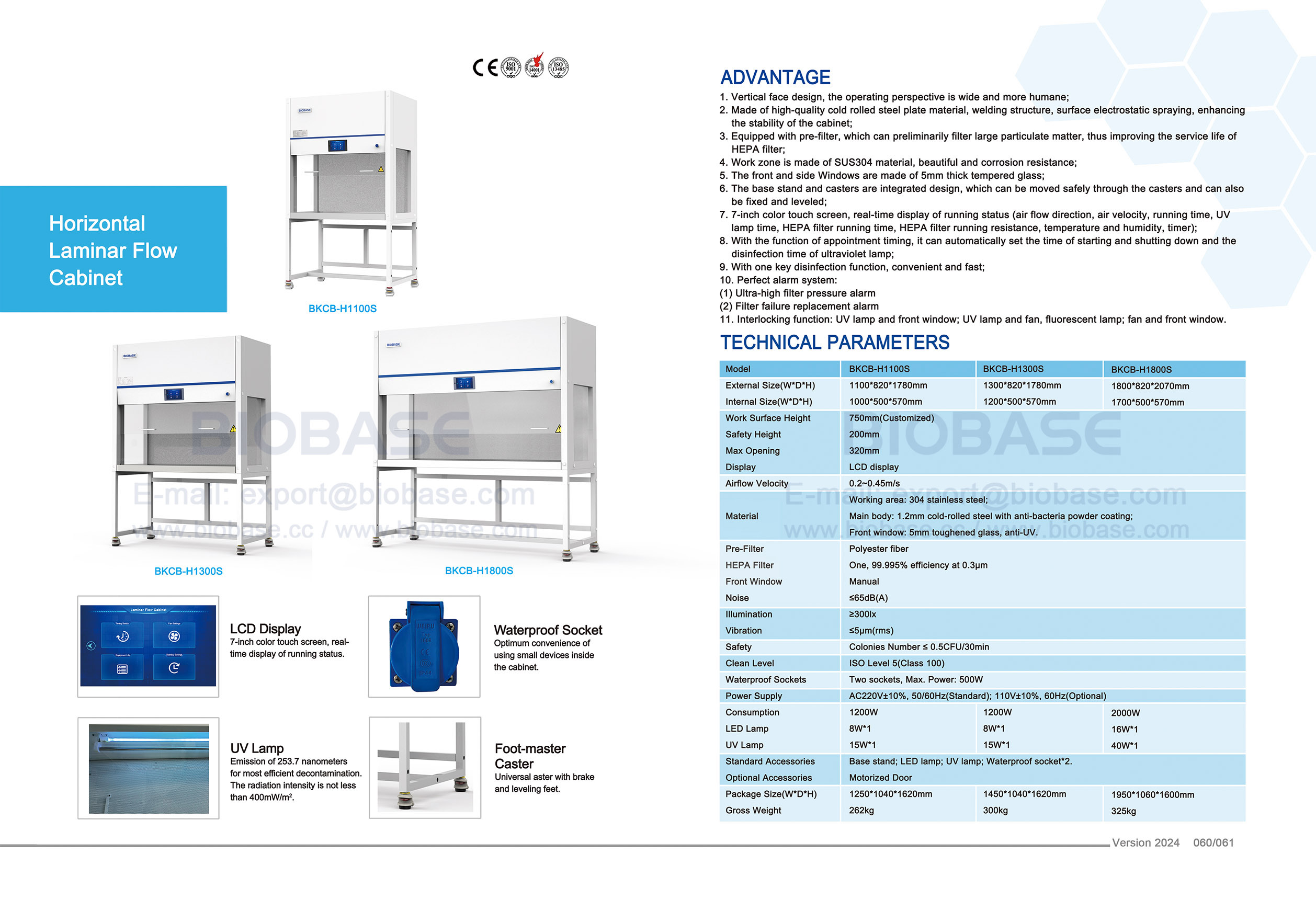 Gabinete de flujo laminar horizontal 60-61