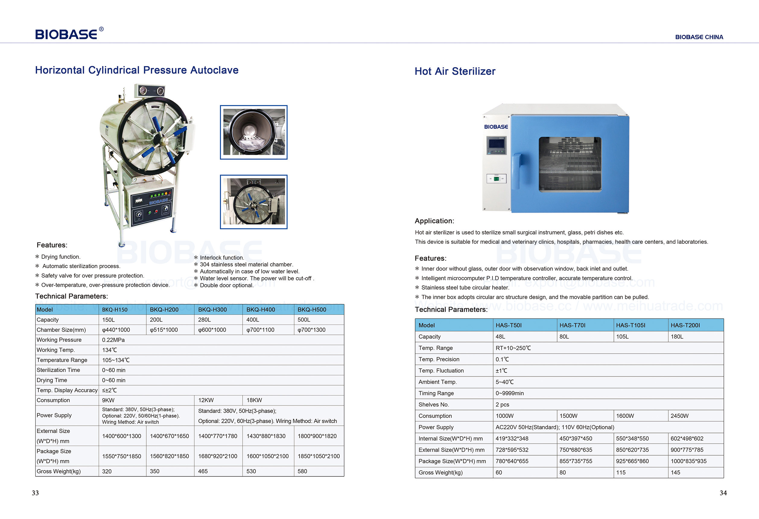 33-34 Autoclave de presión cilíndrica horizontal y esterilizador de aire caliente