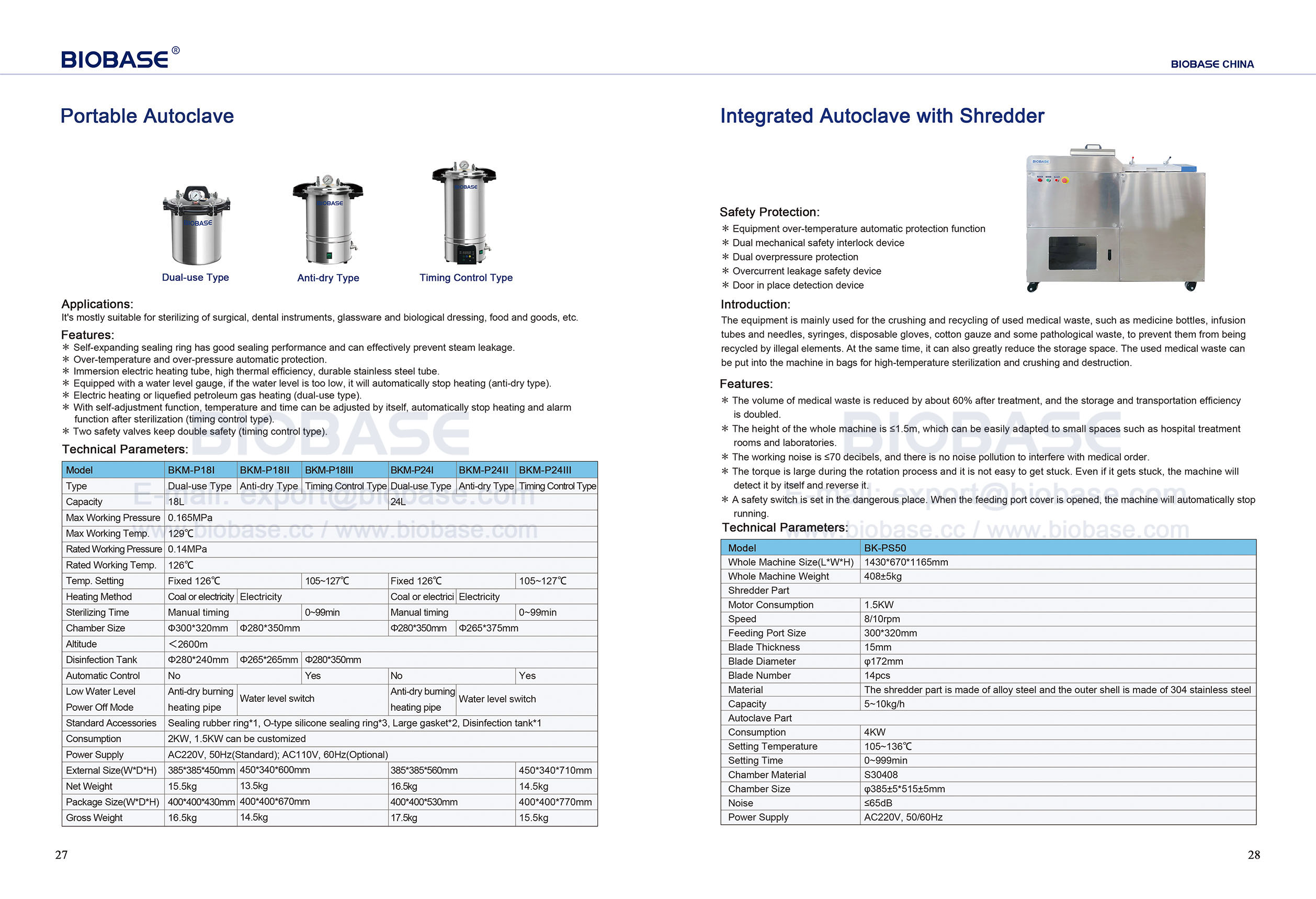 27-28 Autoclave portátil y autoclave integrado con trituradora