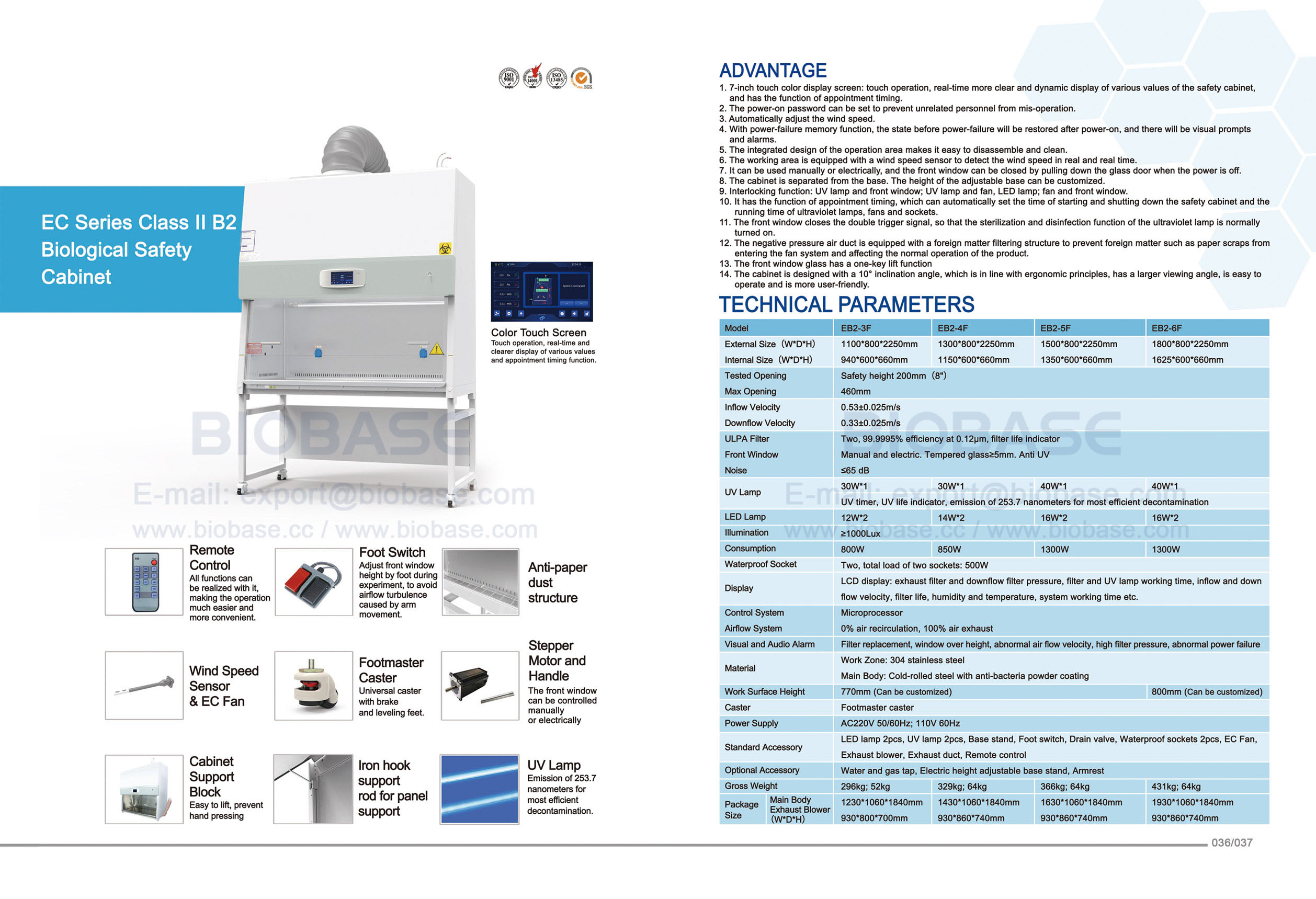 36-37 EC Series Clase II B2 Gabinete de seguridad biológica EB2-3F y EB2-4F y EB2-5F y EB2-6F