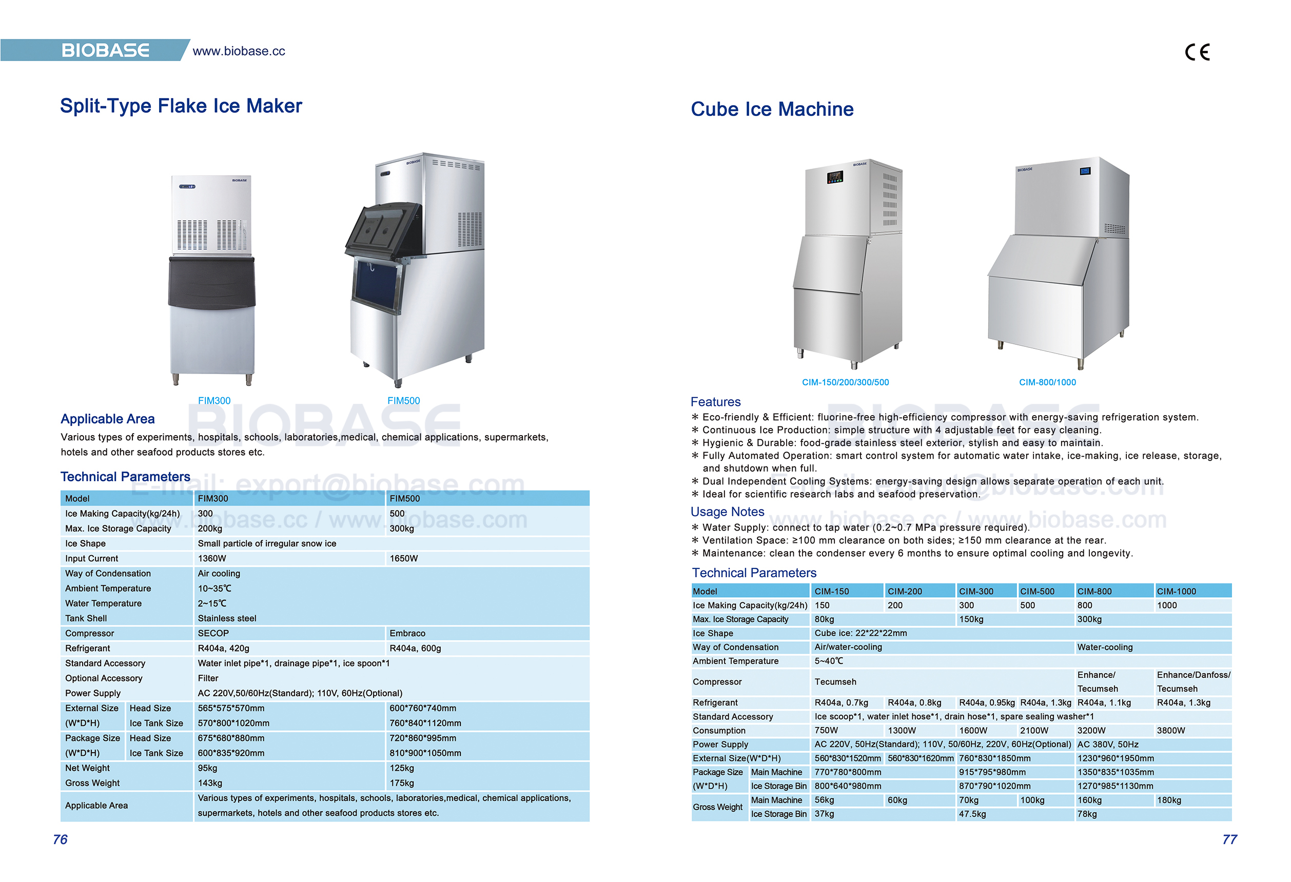 76-77 Maker de hielo Slake de tipo dividido y Cube Ice Machine