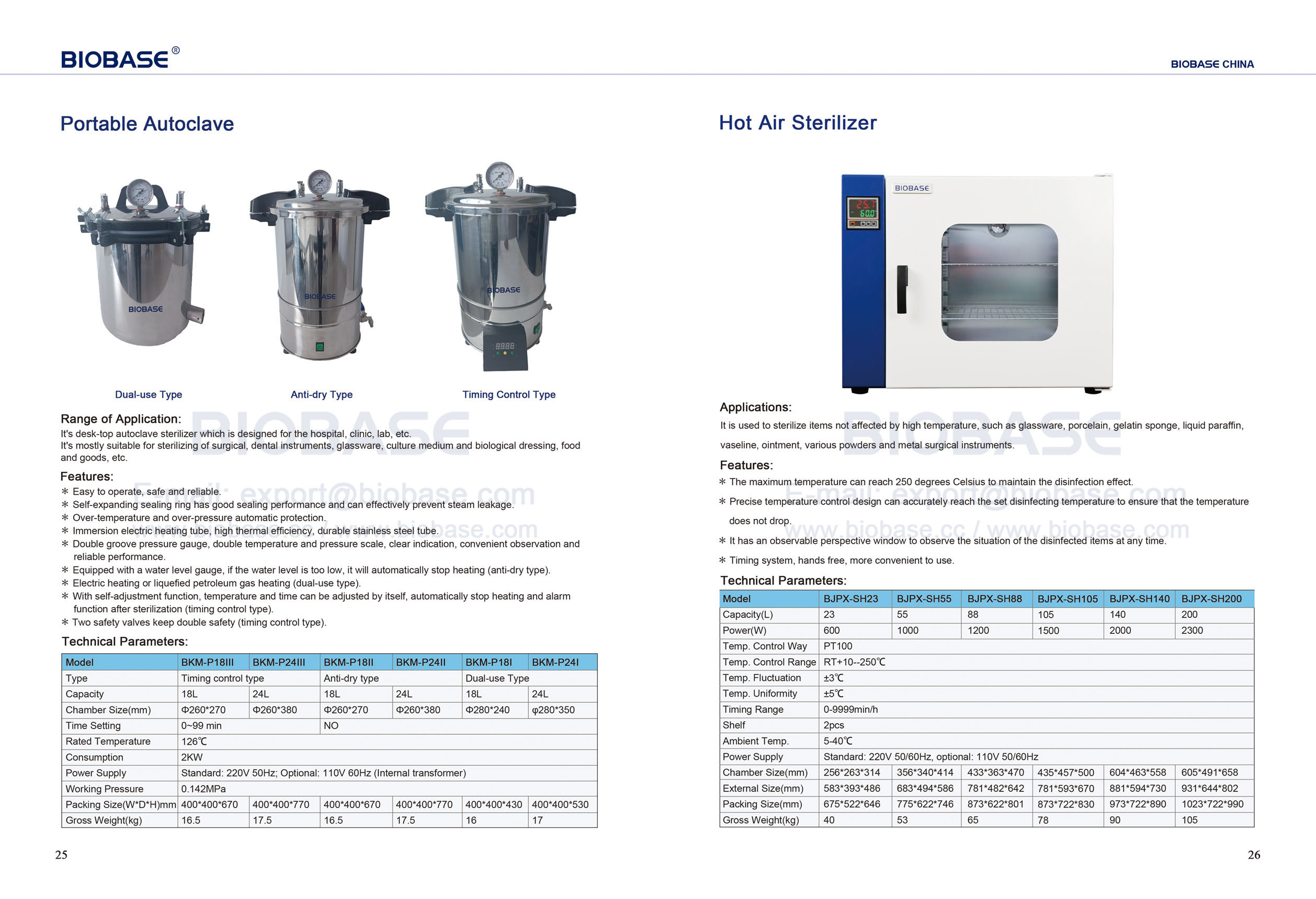 25-26 Autoclave portátil y esterilizador de aire caliente