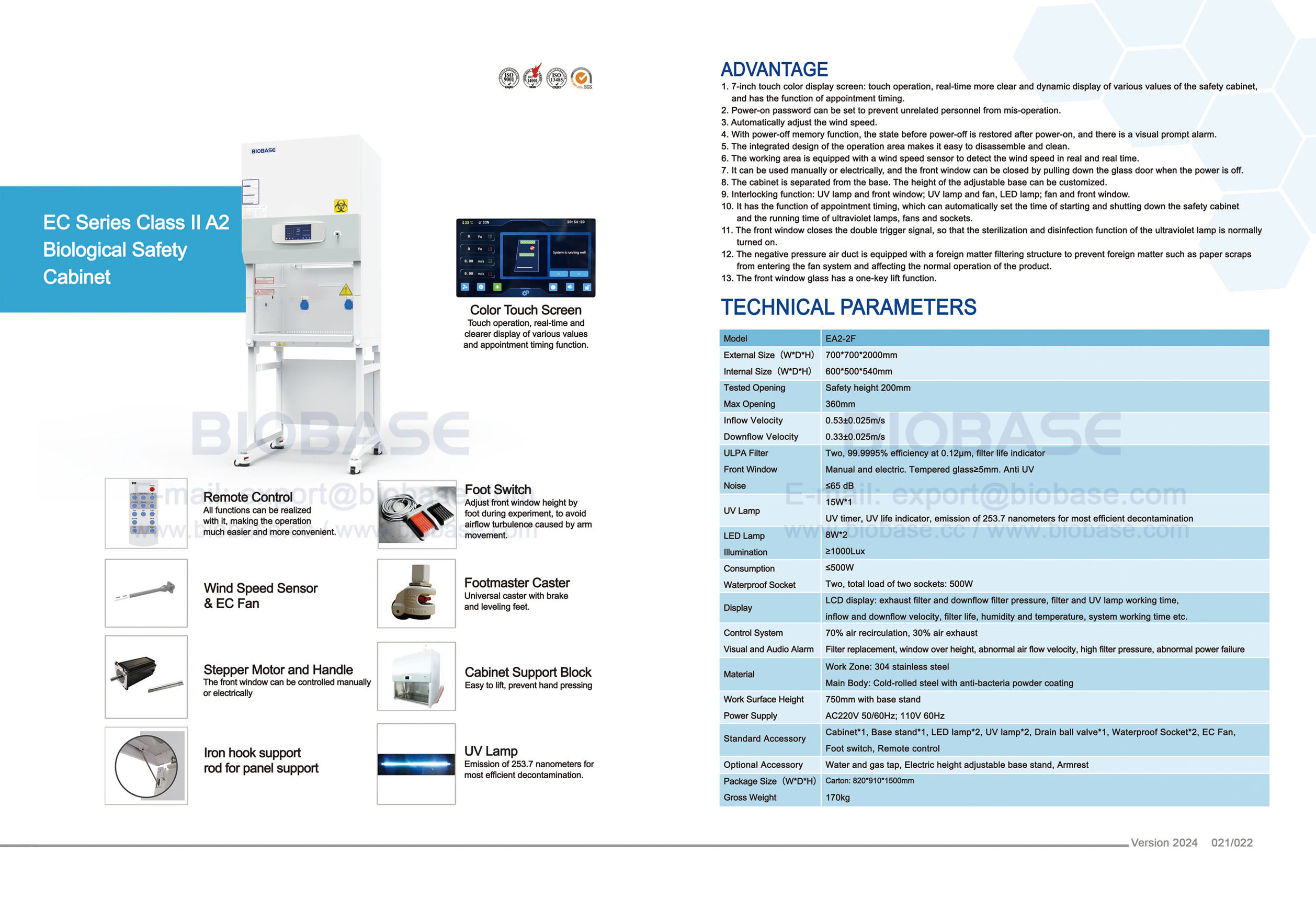 21-22 Cabina de seguridad biológica Clase II A2 Serie EC EA2-2F