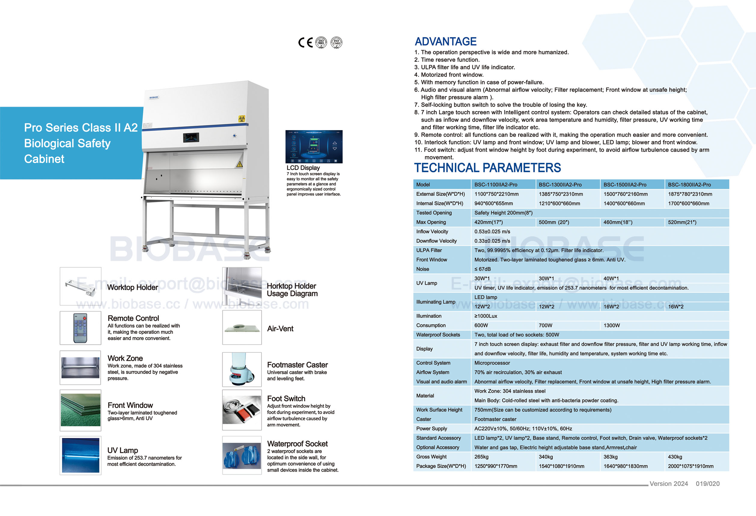 Cabina de seguridad biológica 19-20 Pro Series Clase II A2