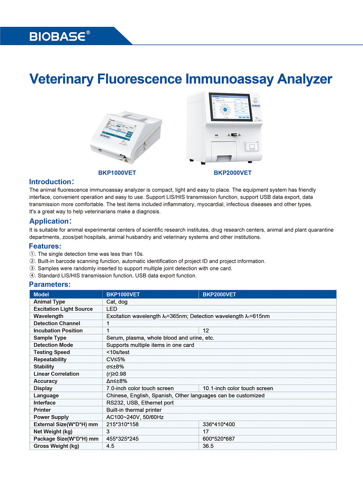 Analizador de inmunoensayo de fluorescencia veterinario