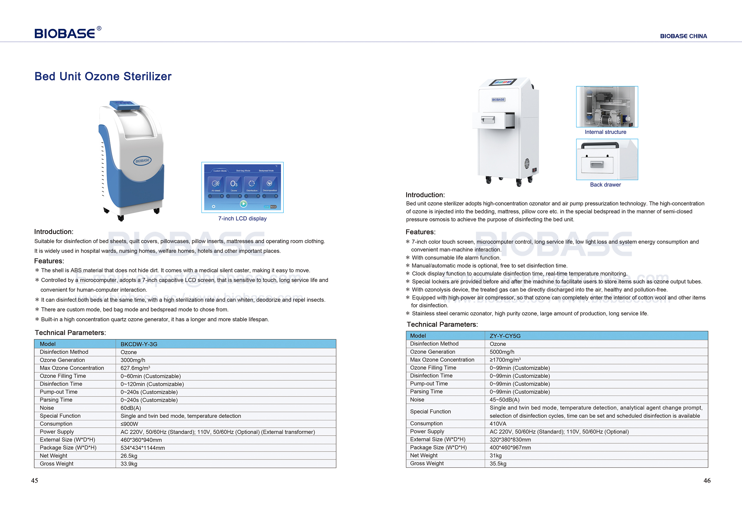 Esterilizador de ozono para unidad de cama 45-46