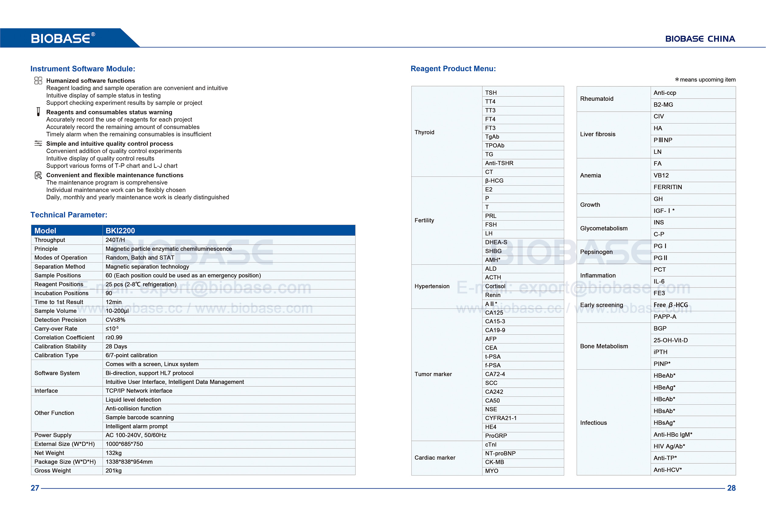 27-28 Sistema automático de inmunoensayo de quimioluminiscencia BKI2200 2