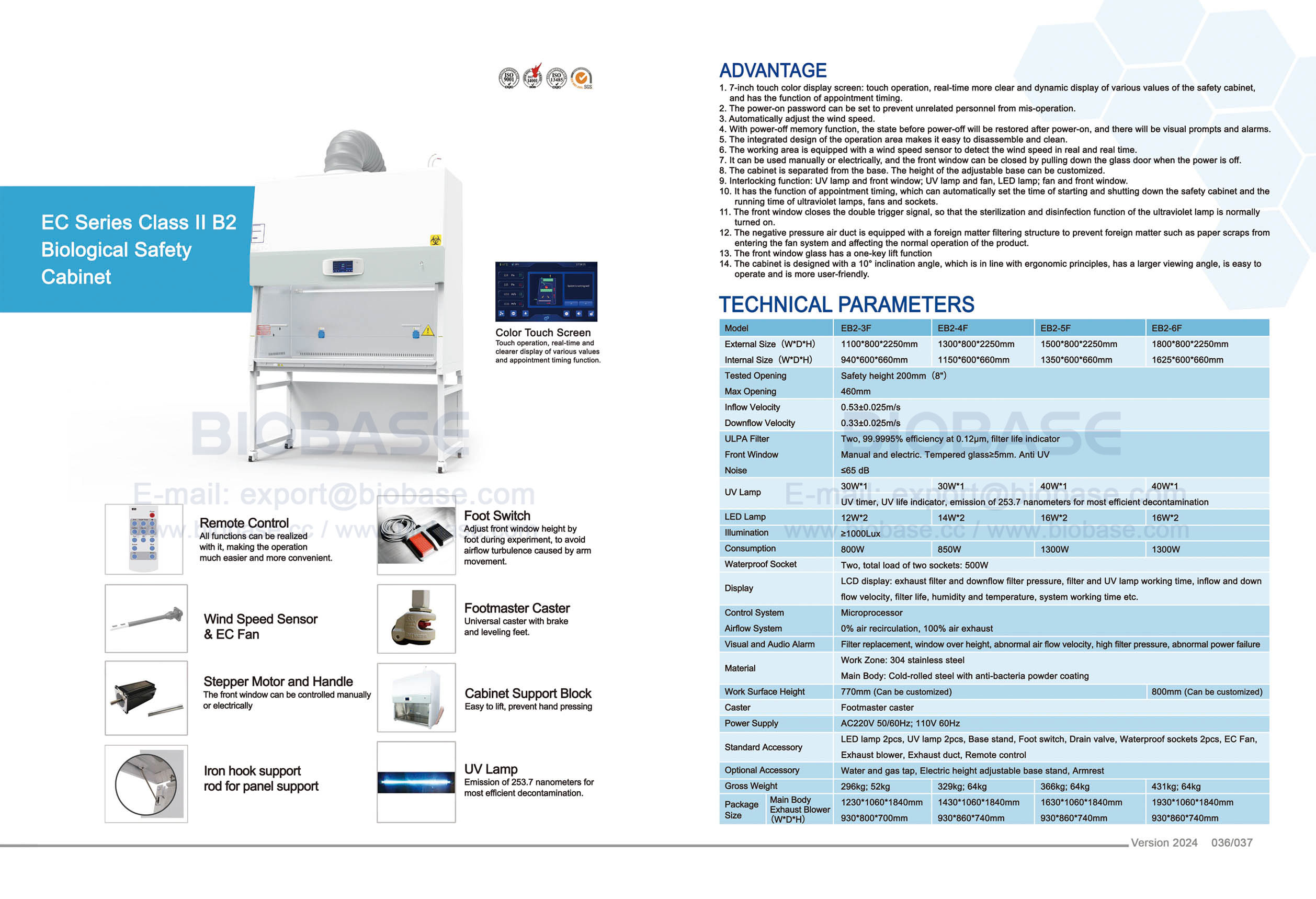 36-37 Gabinete de seguridad biológica Clase II B2 Serie EC EB2-3F y EB2-4F y EB2-5F y EB2-6F