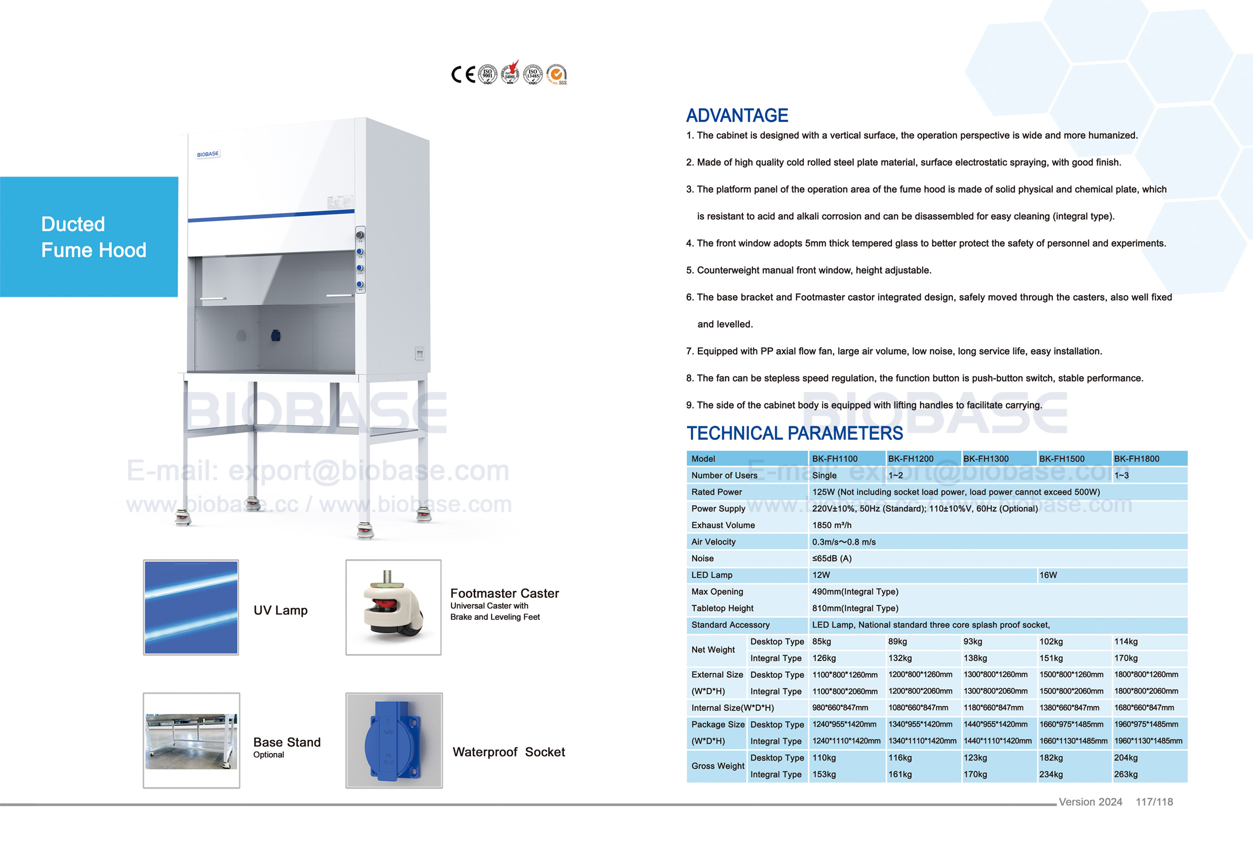 117-118 Campana extractora con conductos BK-FH1100 BK-FH1200 BK-FH1300 BK-FH1500 BK-FH1800