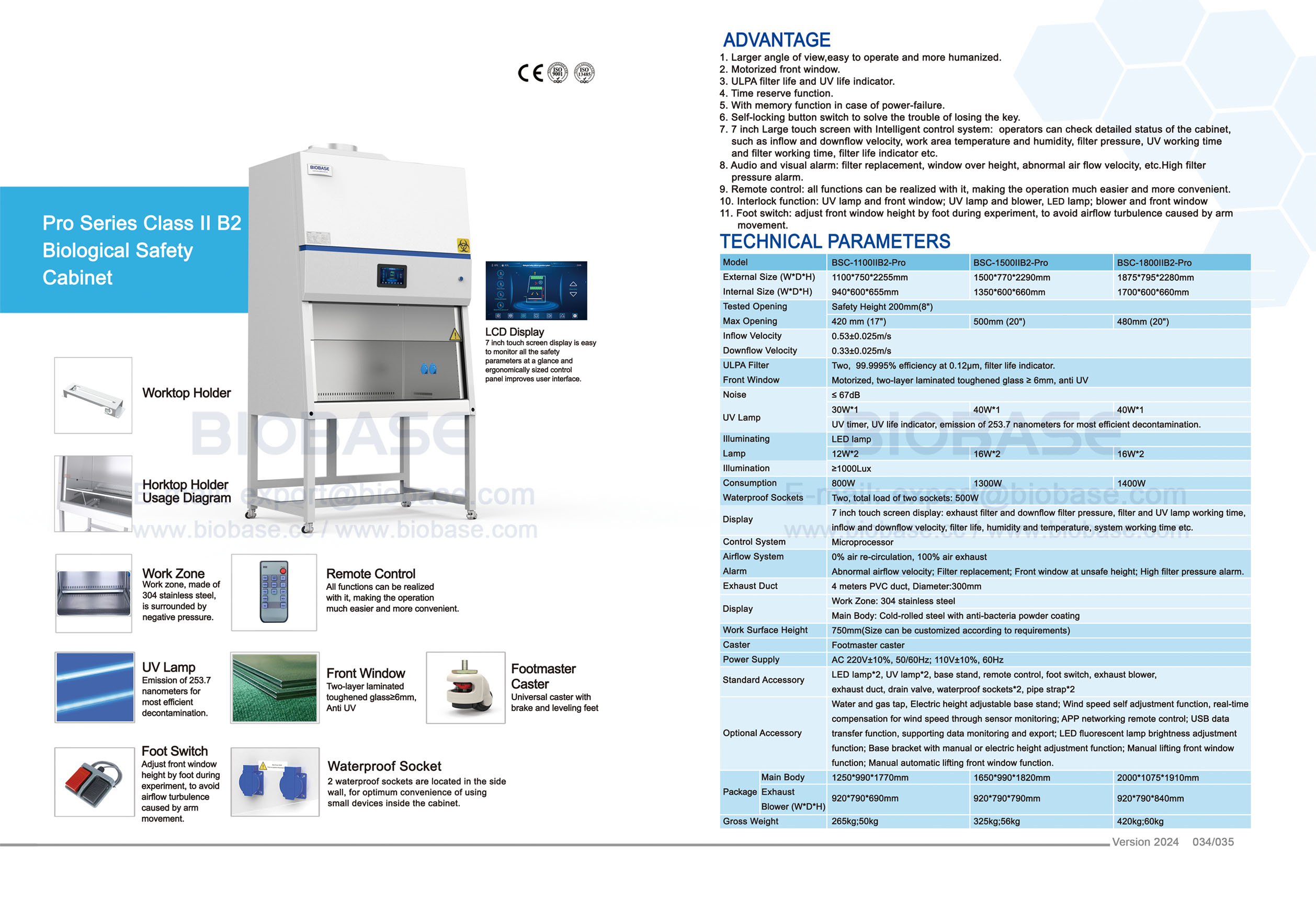 34-35 Pro Series Clase II B2 Gabinete de seguridad biológica