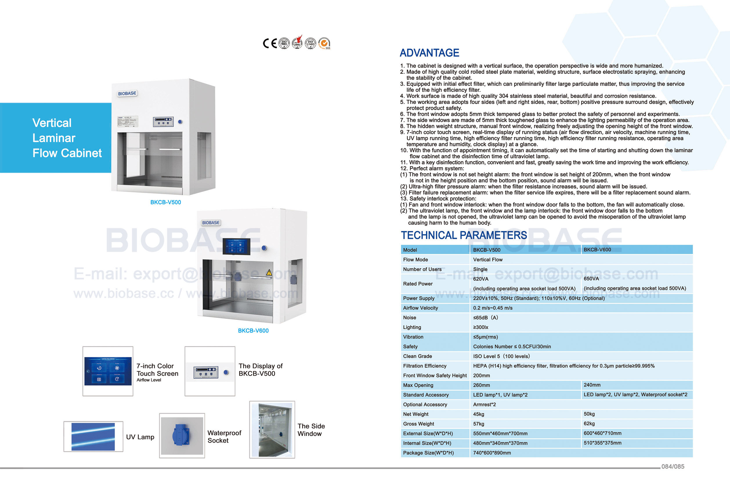 84-85 Gabinete de flujo laminar vertical BKCB-V500 BKCB-V600
