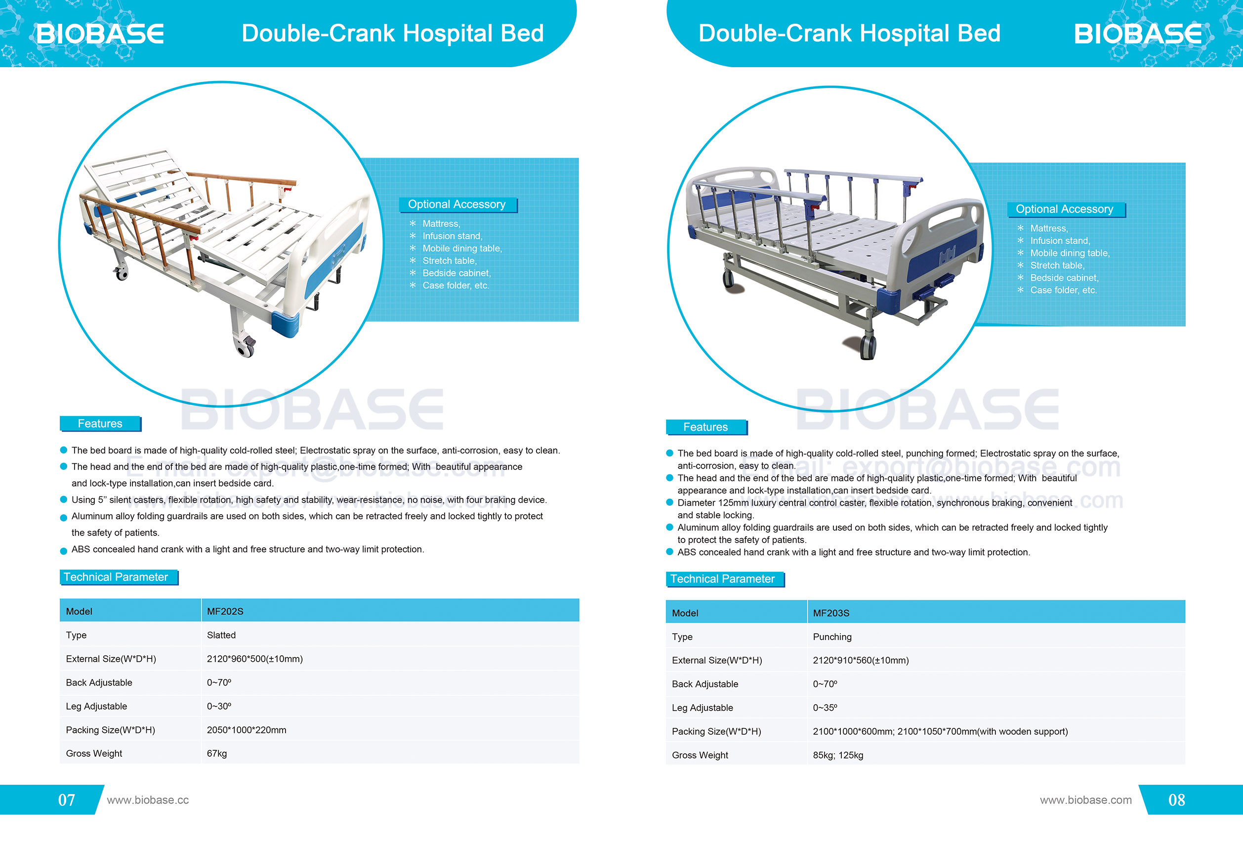 7-8 cama de hospital de doble caña MF202S y MF203S