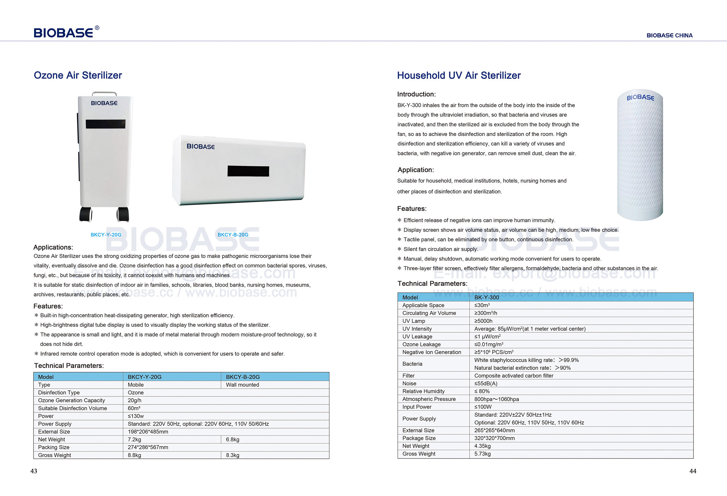 43-44 Esterilizador de aire con ozono y esterilizador de aire UV doméstico