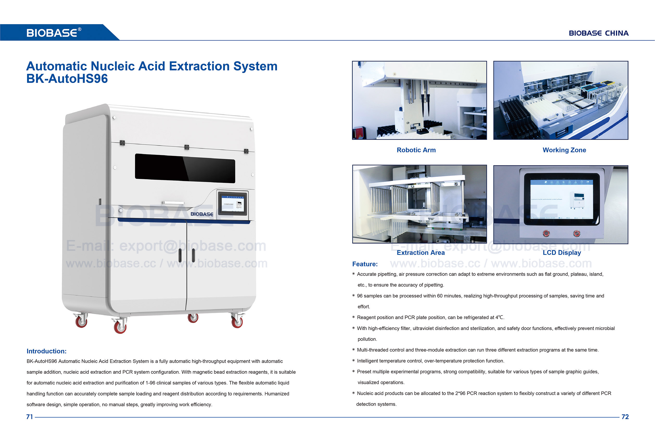 71-72 Sistema automático de extracción de ácido nucleico BK-AutoHS96