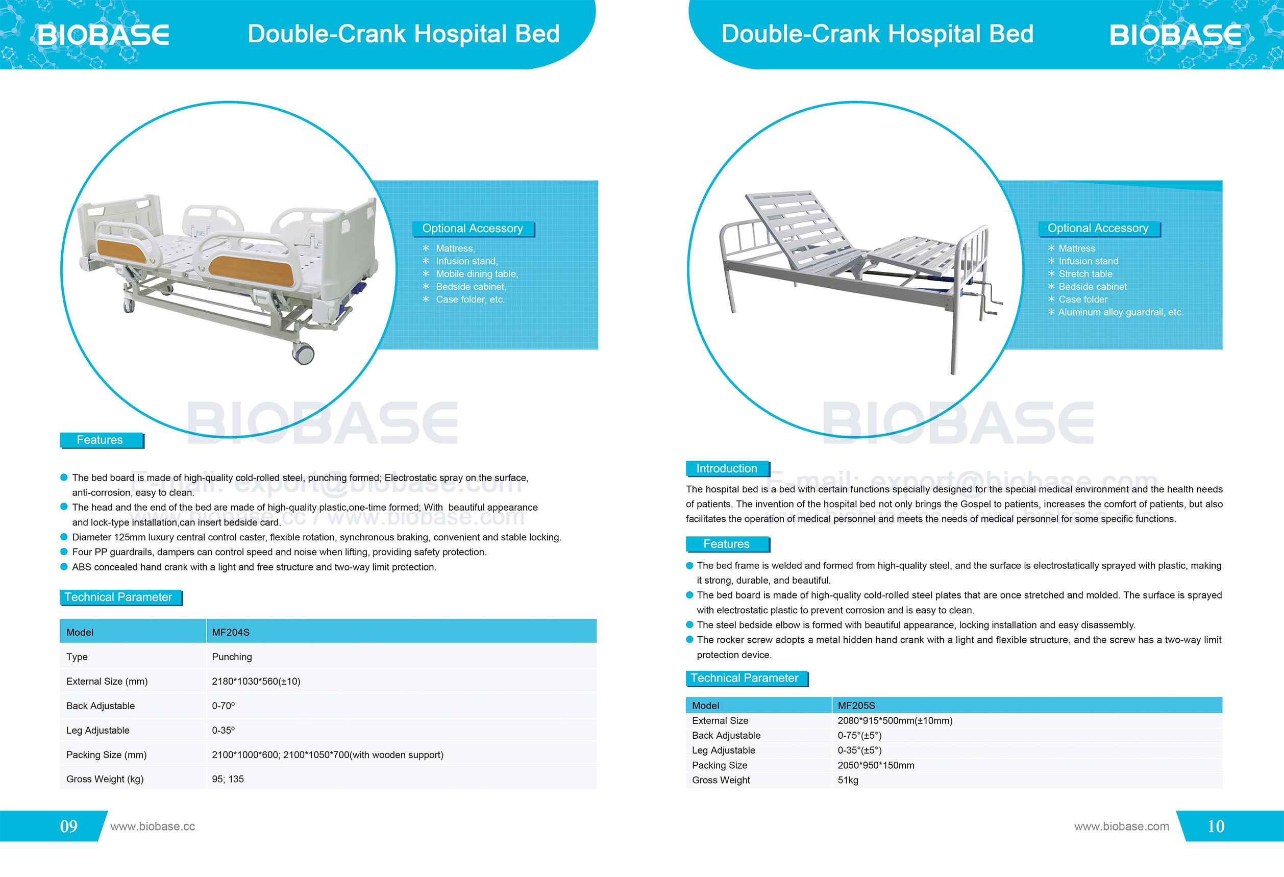 9-10 Cama de hospital de doble manivela MF204S y MF205S