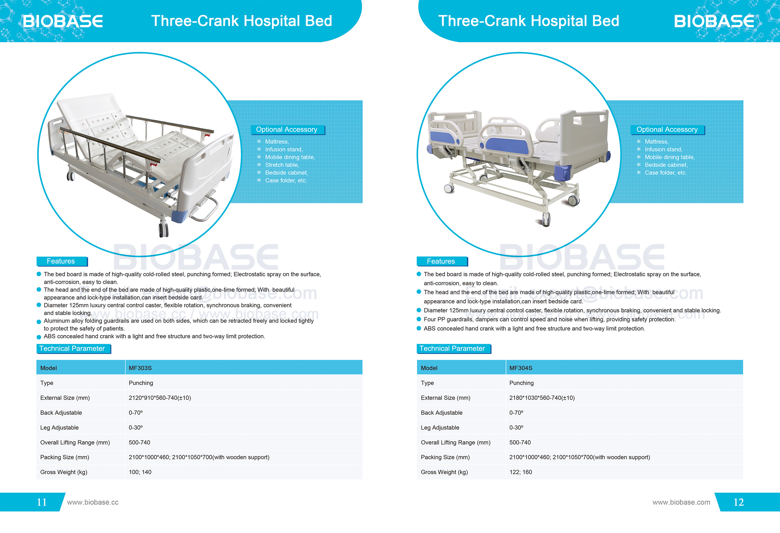 11-12 Cama de hospital de tres manivelas MF303S y MF304S