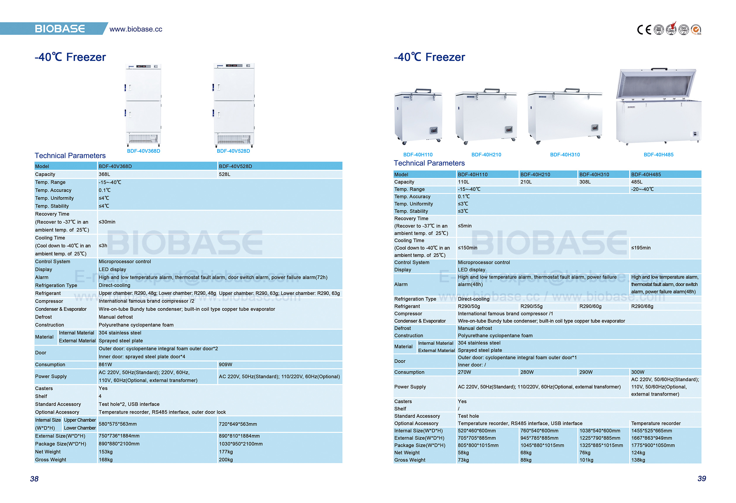 38-39 -40 ℃ congelador