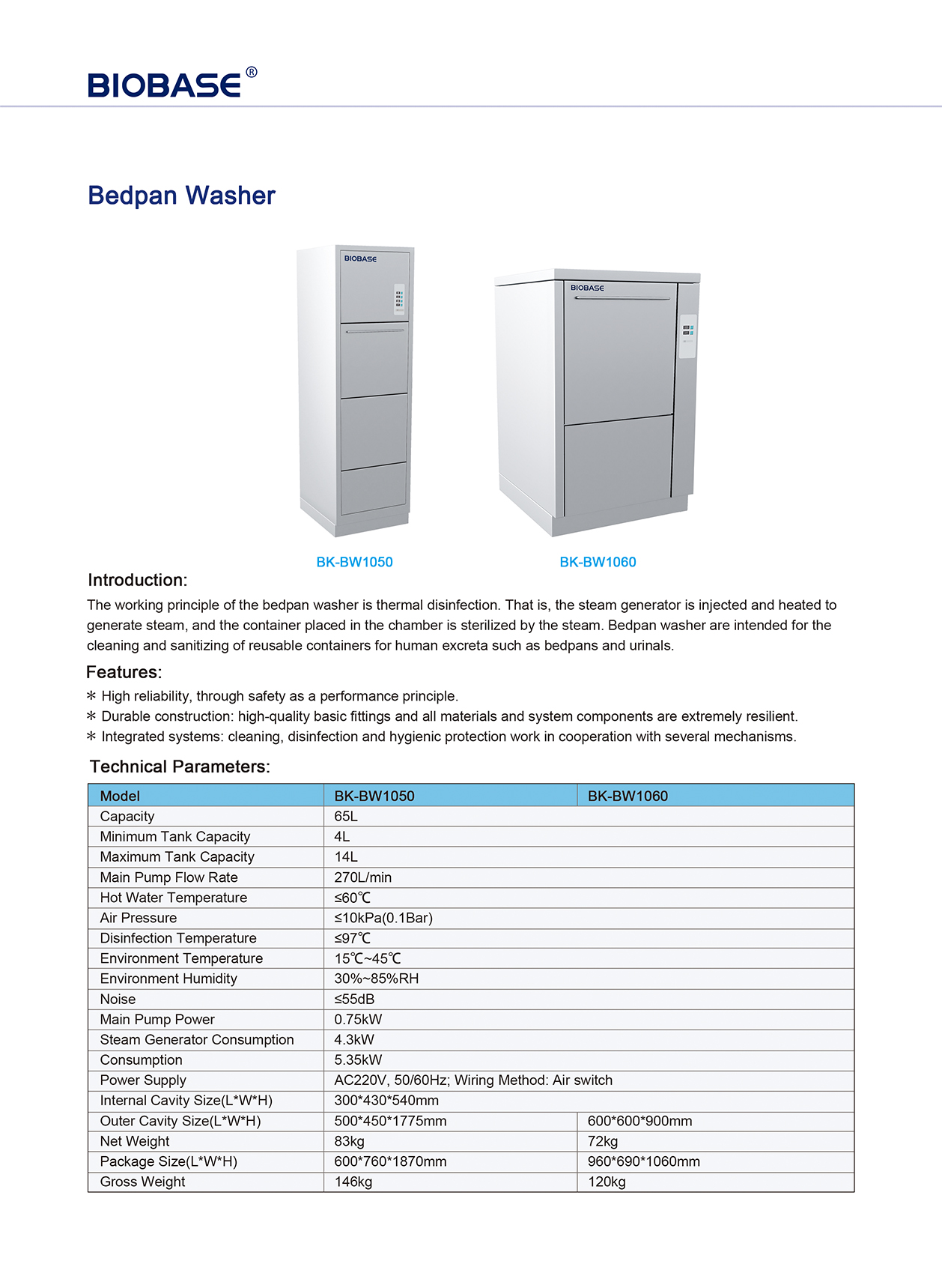 Lavadora de cu&ntilde;as BK-BW1050 BK-BW1060
